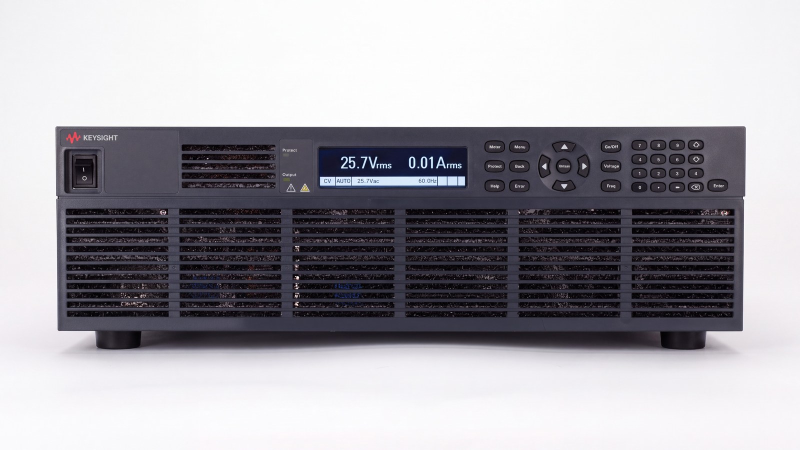 Mặt trước Keysight AC6903 với màn hình màu 5 inch hiển thị đồng thời ba pha
