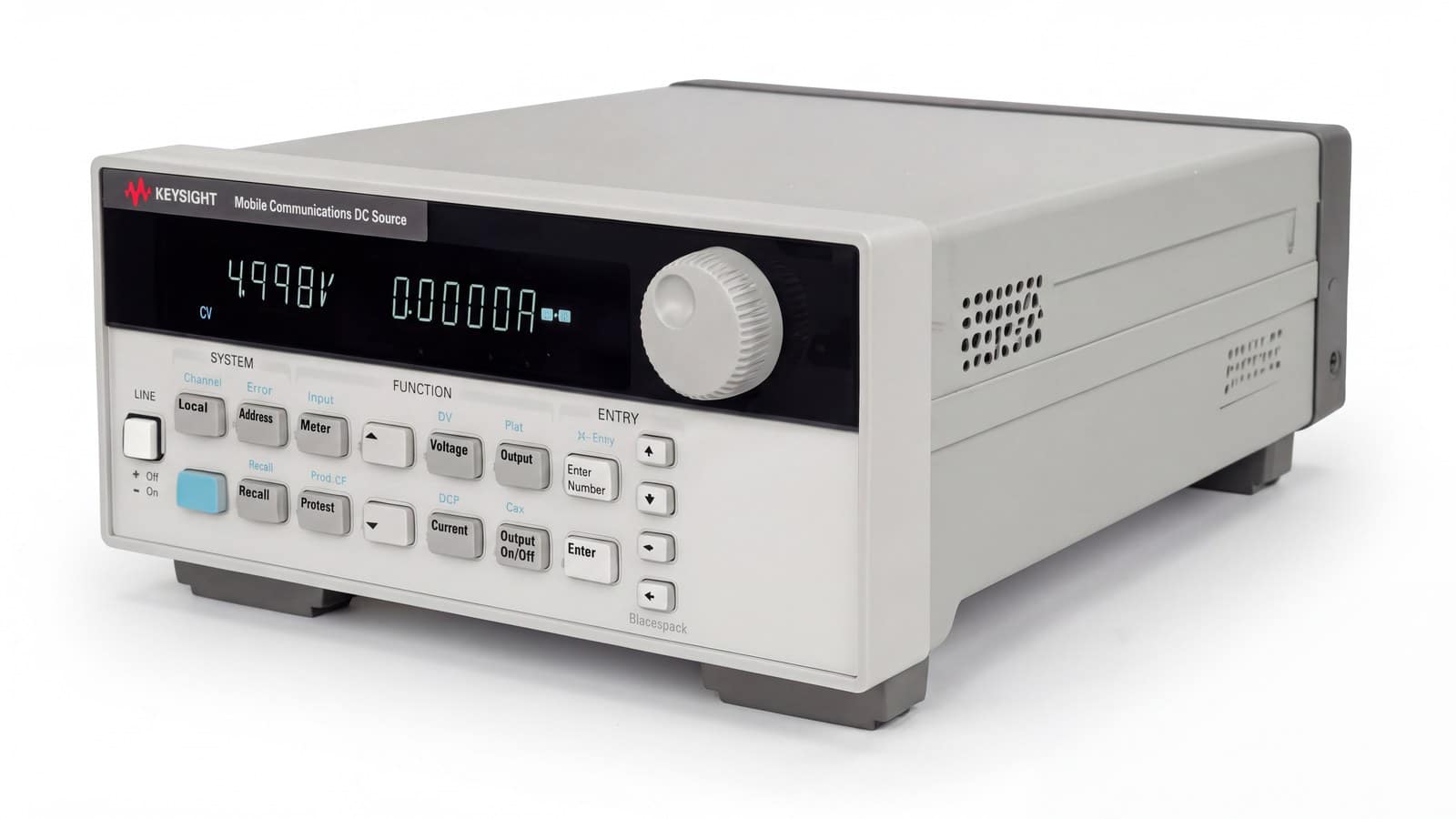Keysight 66321D nhìn từ góc nghiêng cho thấy chiều sâu thân máy và khe tản nhiệt bên hông