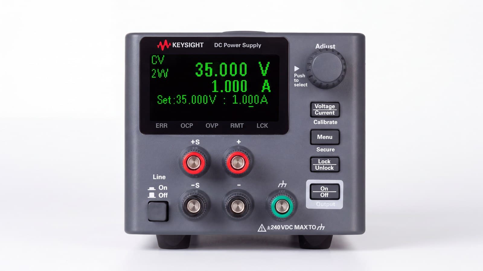 Mặt trước bộ nguồn DC Keysight E36104B chụp thẳng cận cảnh