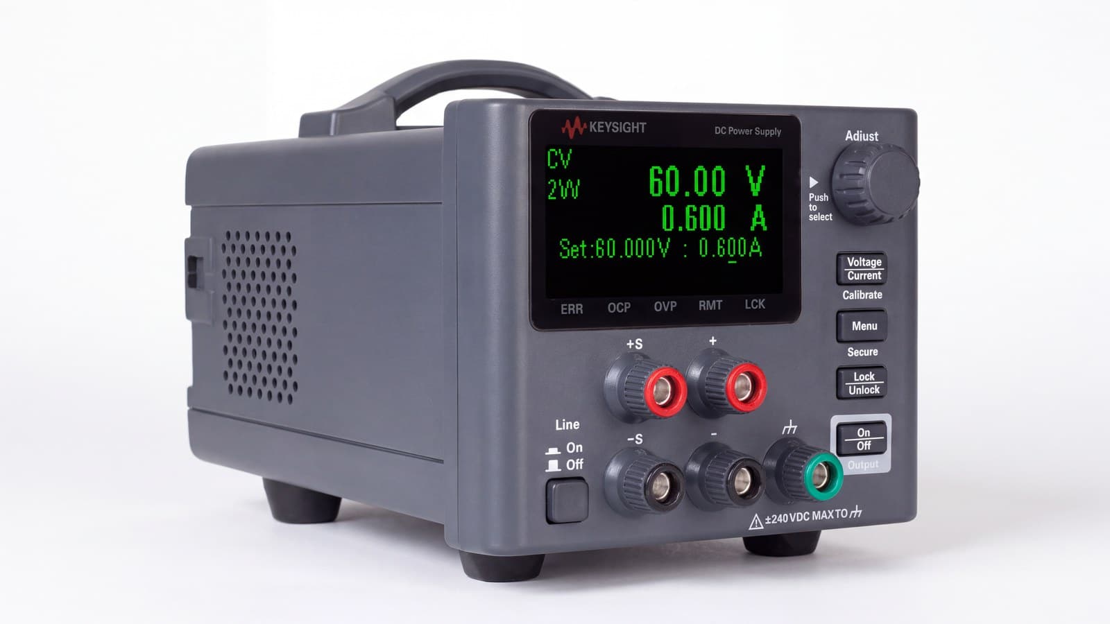 bộ nguồn DC Keysight E36105B chụp studio nền trắng góc 3/4