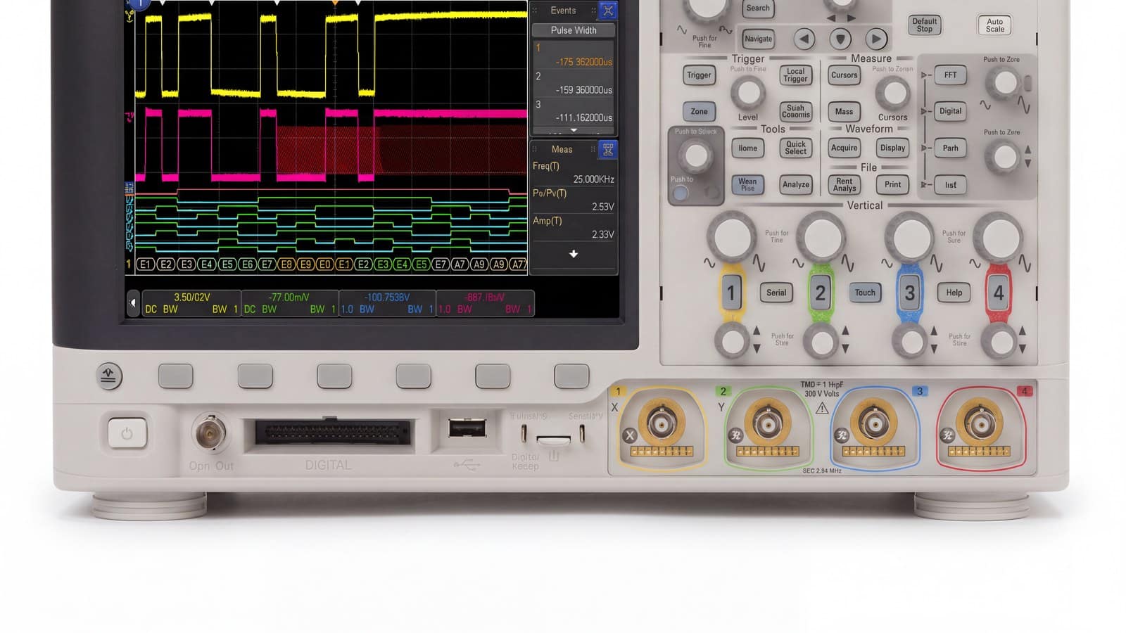 Cổng pod kênh số và ngõ vào BNC trên máy hiện sóng MSO Keysight