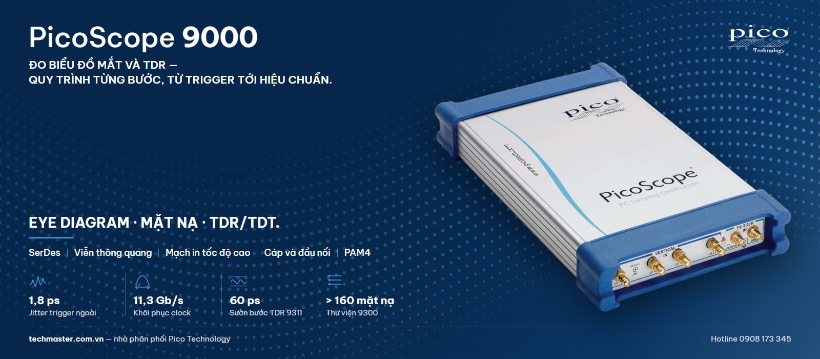 Đo biểu đồ mắt và TDR bằng máy hiện sóng lấy mẫu PicoScope 9000: eye diagram, mặt nạ và TDR/TDT