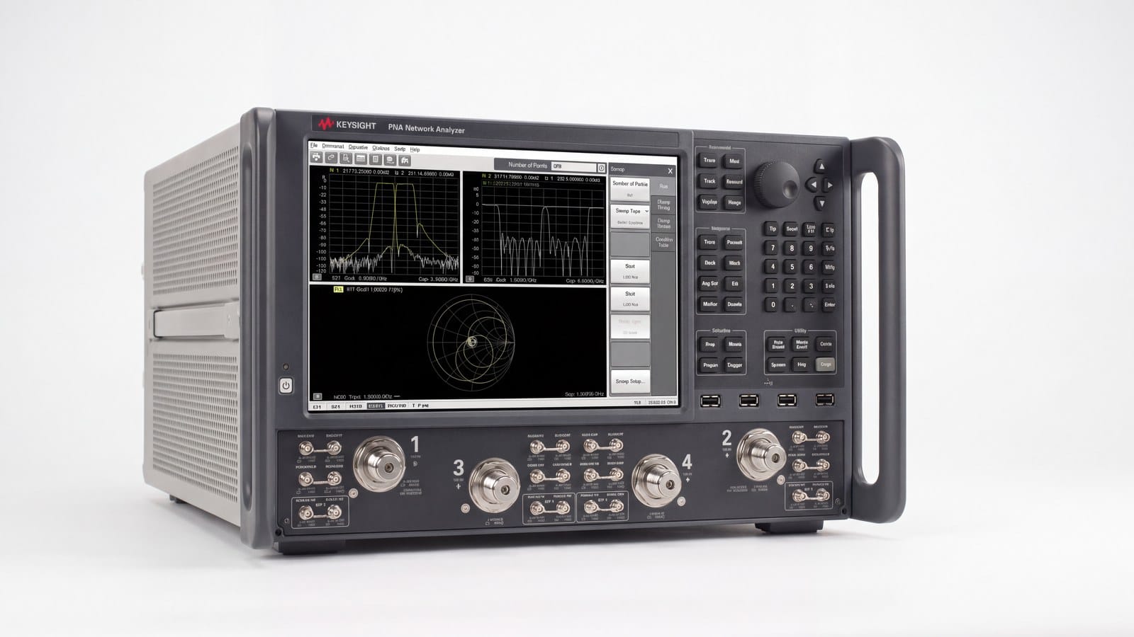 Cổng đo của máy phân tích mạng Keysight N5227B dùng cho phép đo hai cổng shunt-through khi kiểm chứng mô hình PDN