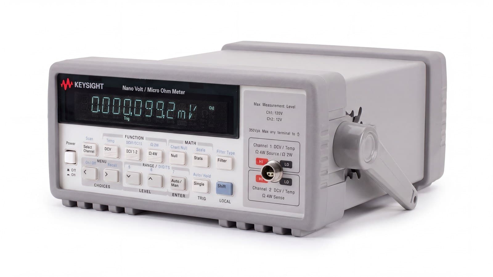 Đồng hồ đo nano-volt micro-ohm Keysight 34420A 7½ chữ số, ảnh studio góc 3/4