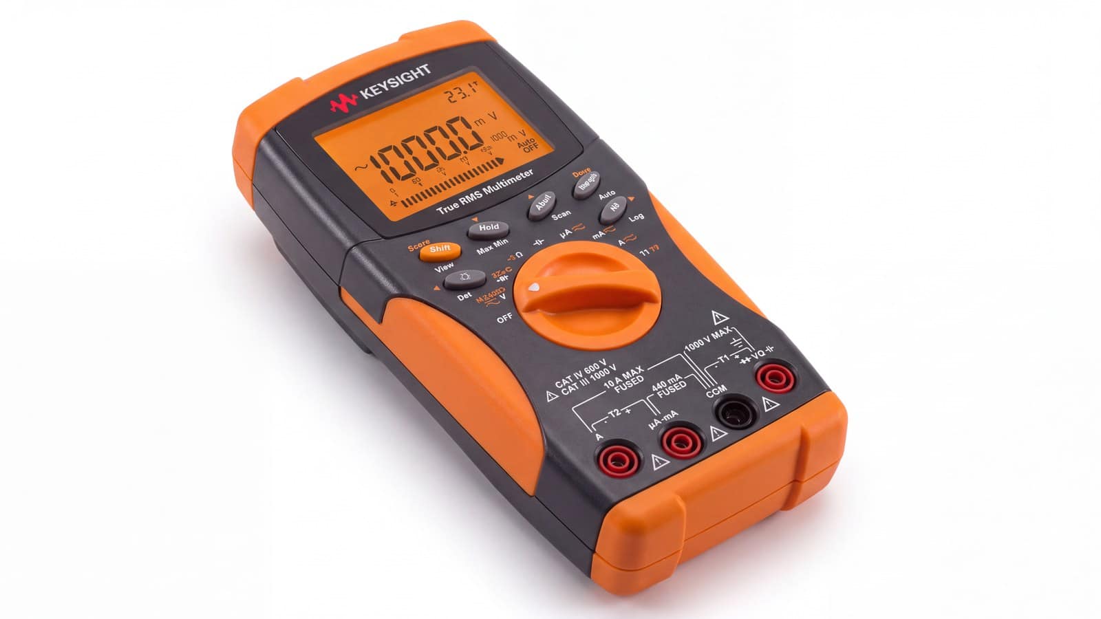 đồng hồ vạn năng cầm tay Keysight U1242B chụp studio nền trắng góc 3/4