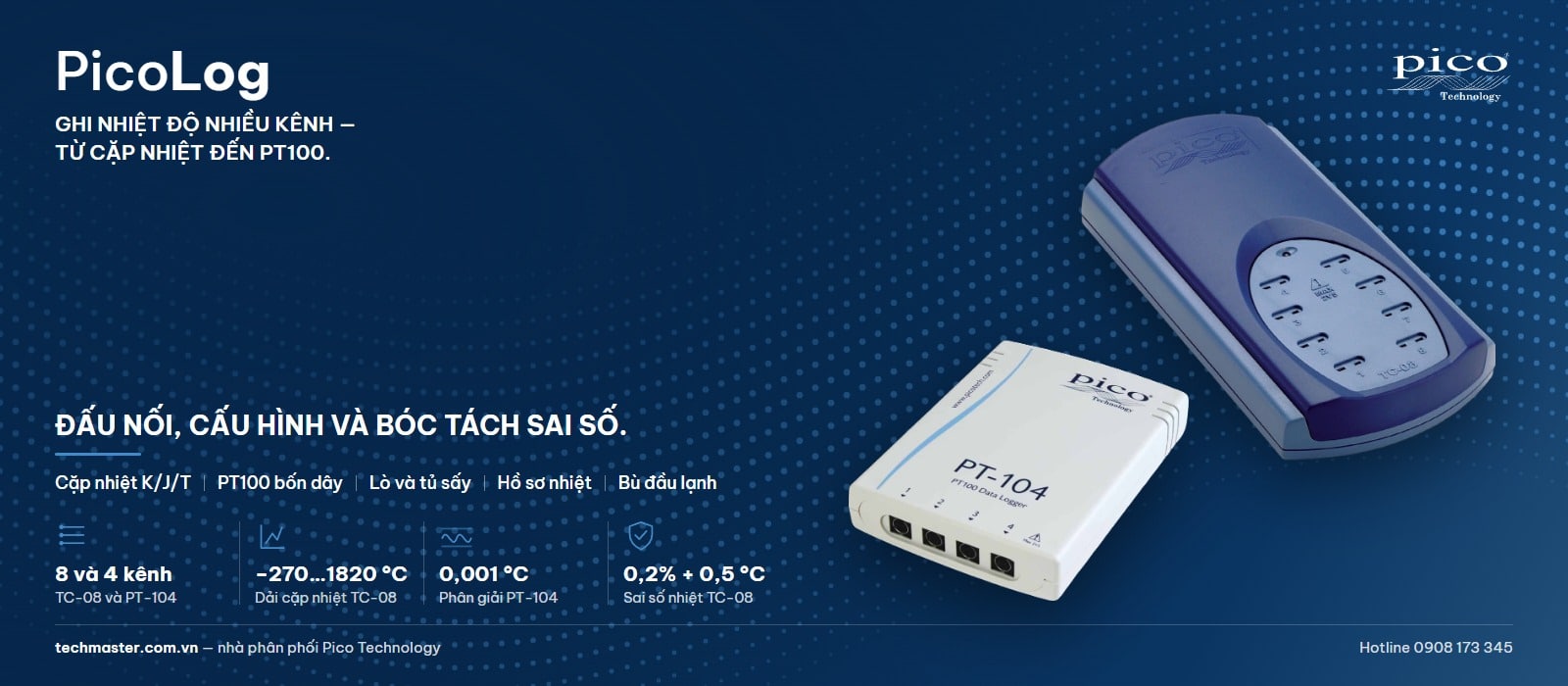 Ghi nhiệt độ nhiều kênh bằng bộ ghi PicoLog TC-08 và PT-104 của Pico Technology