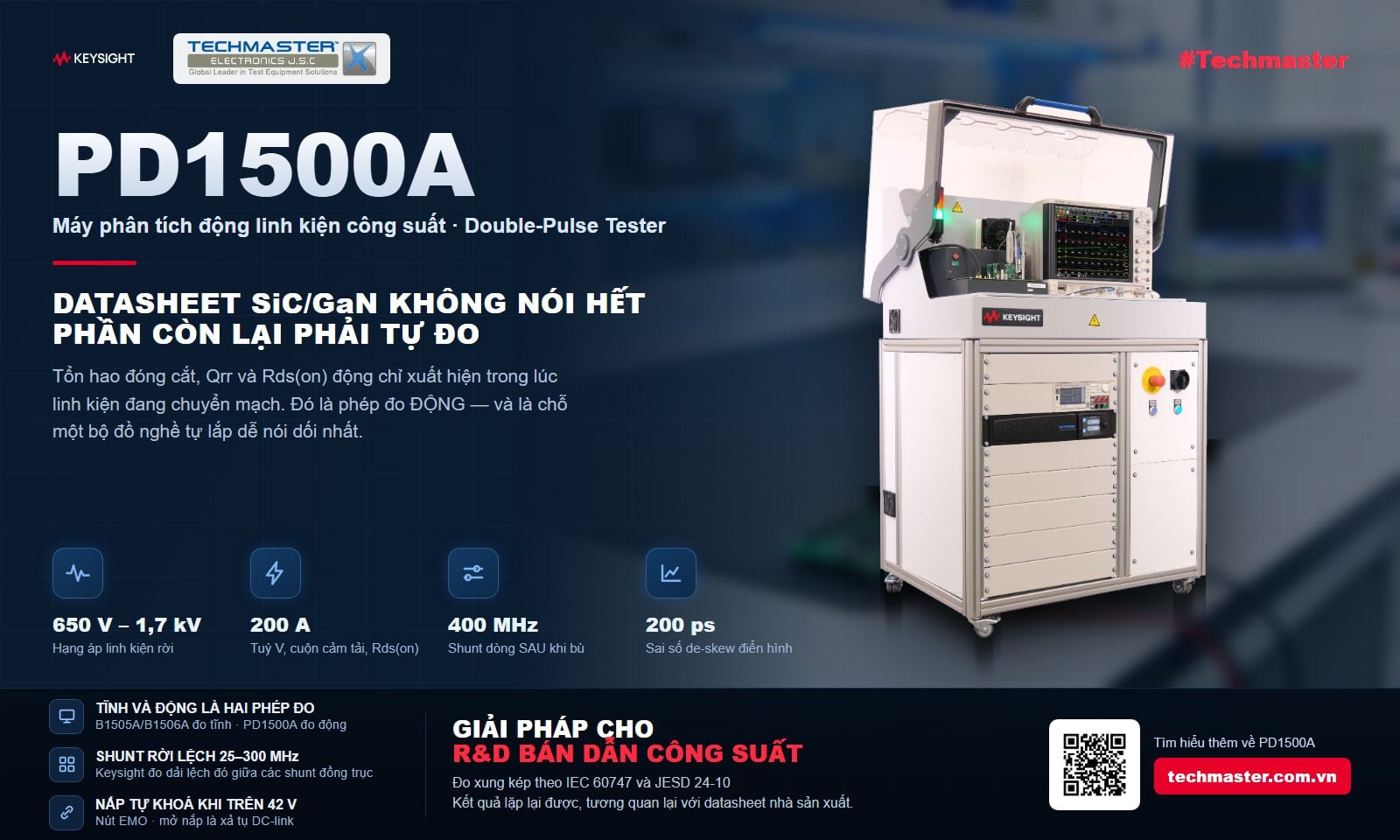 Hệ đo xung kép Keysight PD1500A dùng cho linh kiện công suất SiC và GaN