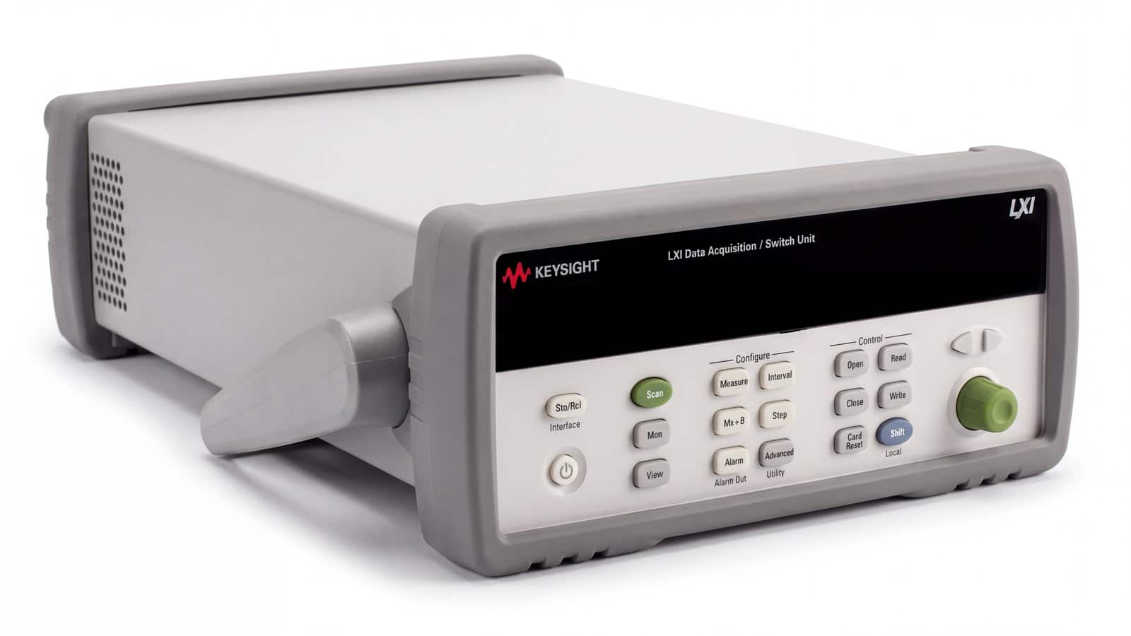 hệ thống thu thập dữ liệu / chuyển mạch Keysight 34972A chụp studio nền trắng góc 3/4