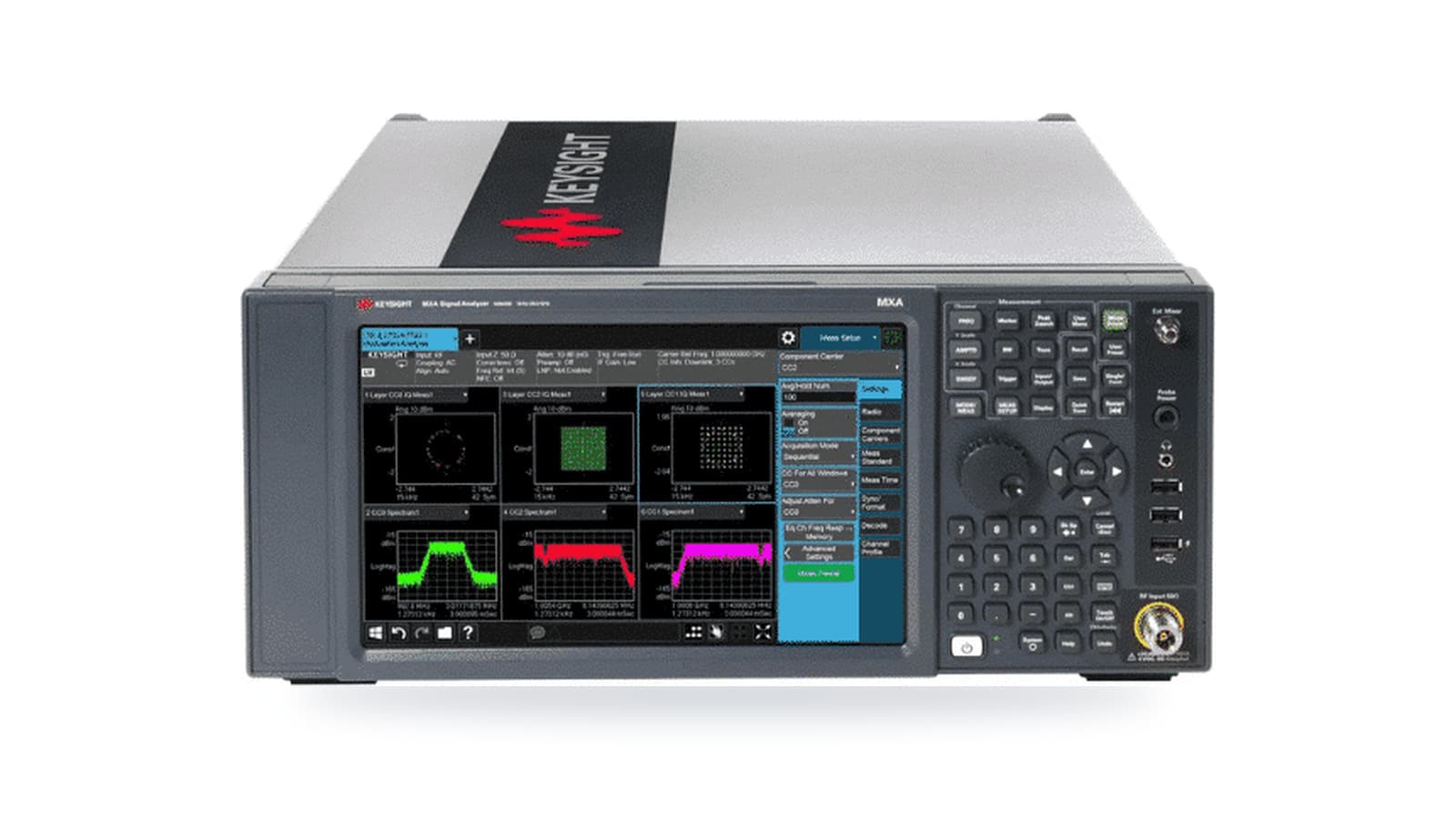 Đo mặt nạ phổ phát và ACLR bằng máy phân tích tín hiệu MXA Keysight N9020B trên nền trắng studio