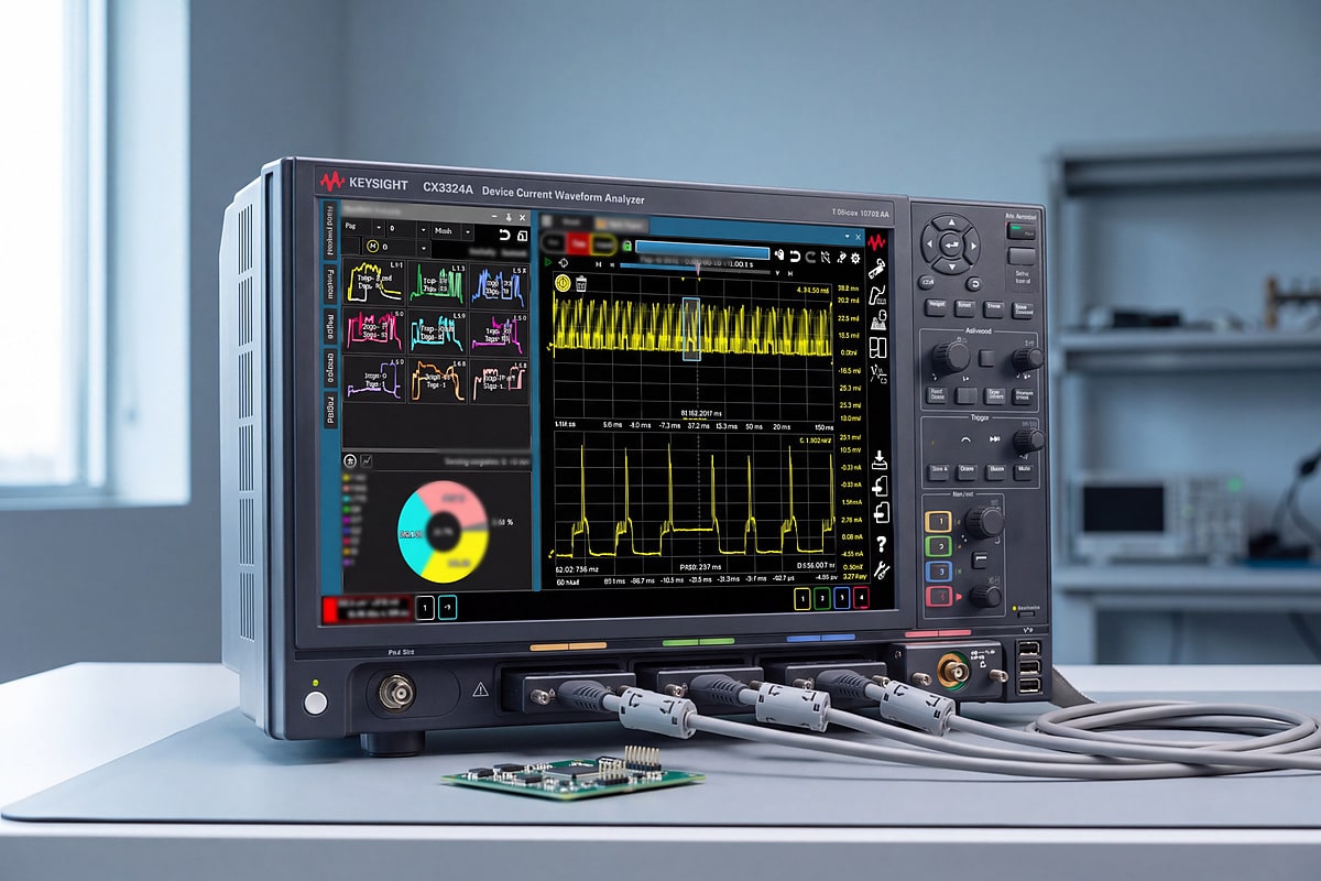 Keysight CX3324A đo dòng tiêu thụ của bo mạch IoT trên bàn thí nghiệm R&D