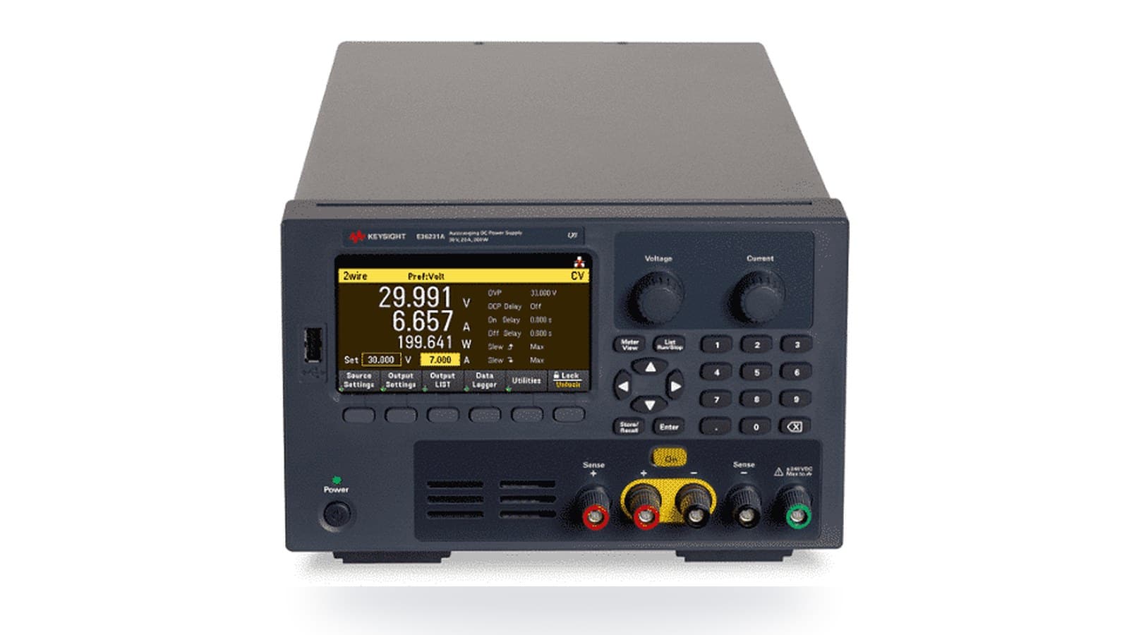 Mặt trước bộ nguồn DC Keysight E36231A