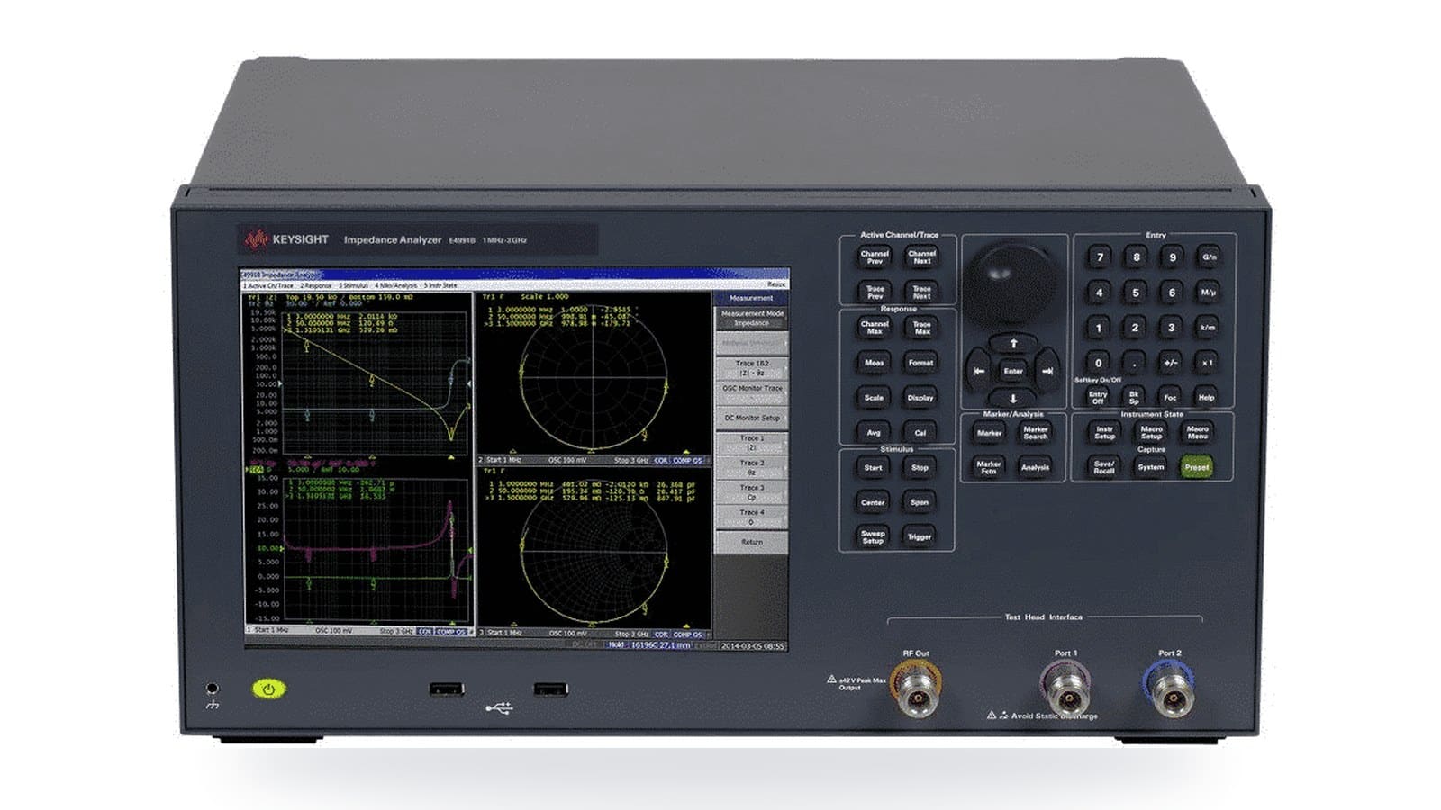 Mặt trước máy phân tích trở kháng RF Keysight E4991B