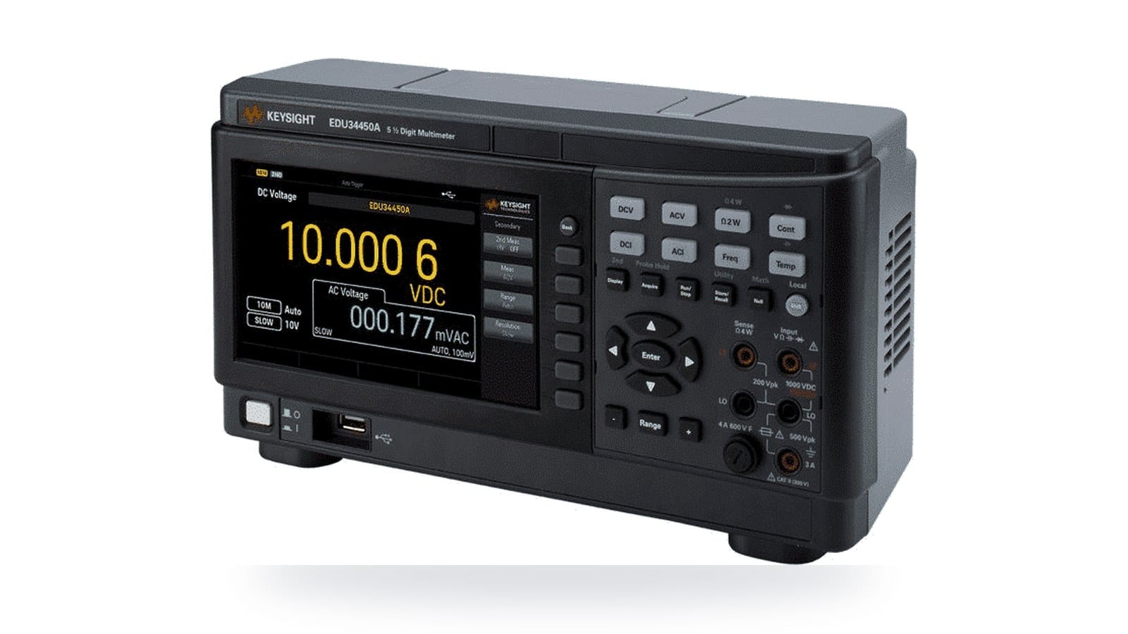 Đồng hồ vạn năng để bàn Keysight EDU34450A phối cảnh nghiêng
