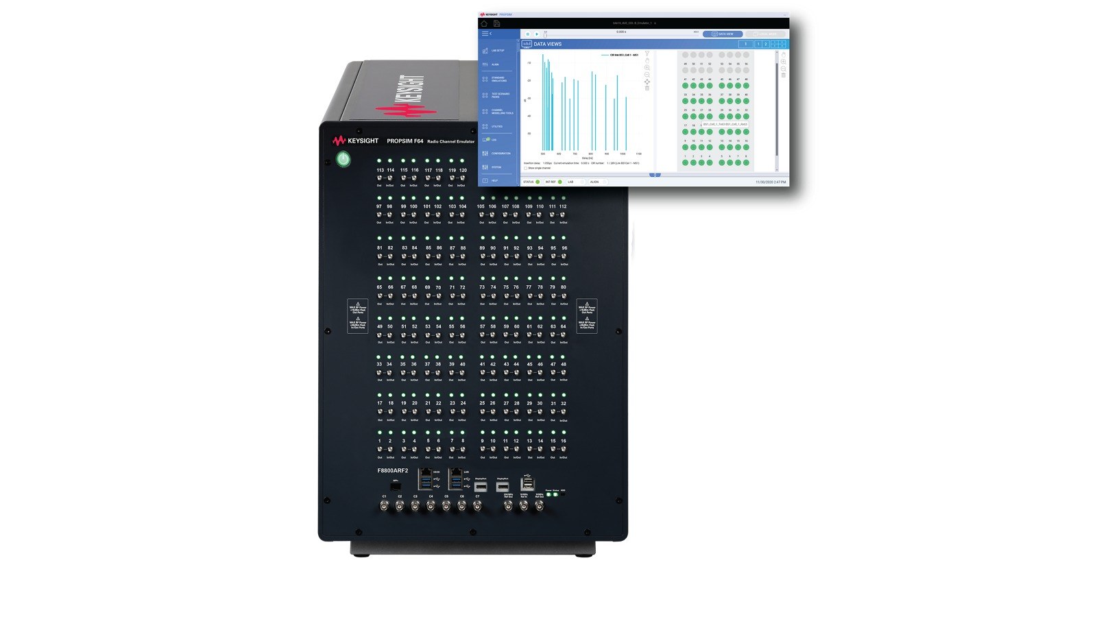 Máy giả lập kênh Keysight PROPSIM F64 cùng giao diện phần mềm PROPSIM ảnh chính hãng