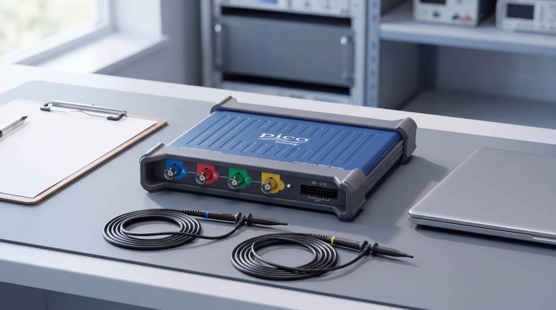 Bàn nghiệm thu máy hiện sóng: PicoScope 3403D MSO, que đo và hồ sơ hiệu chuẩn máy hiện sóng