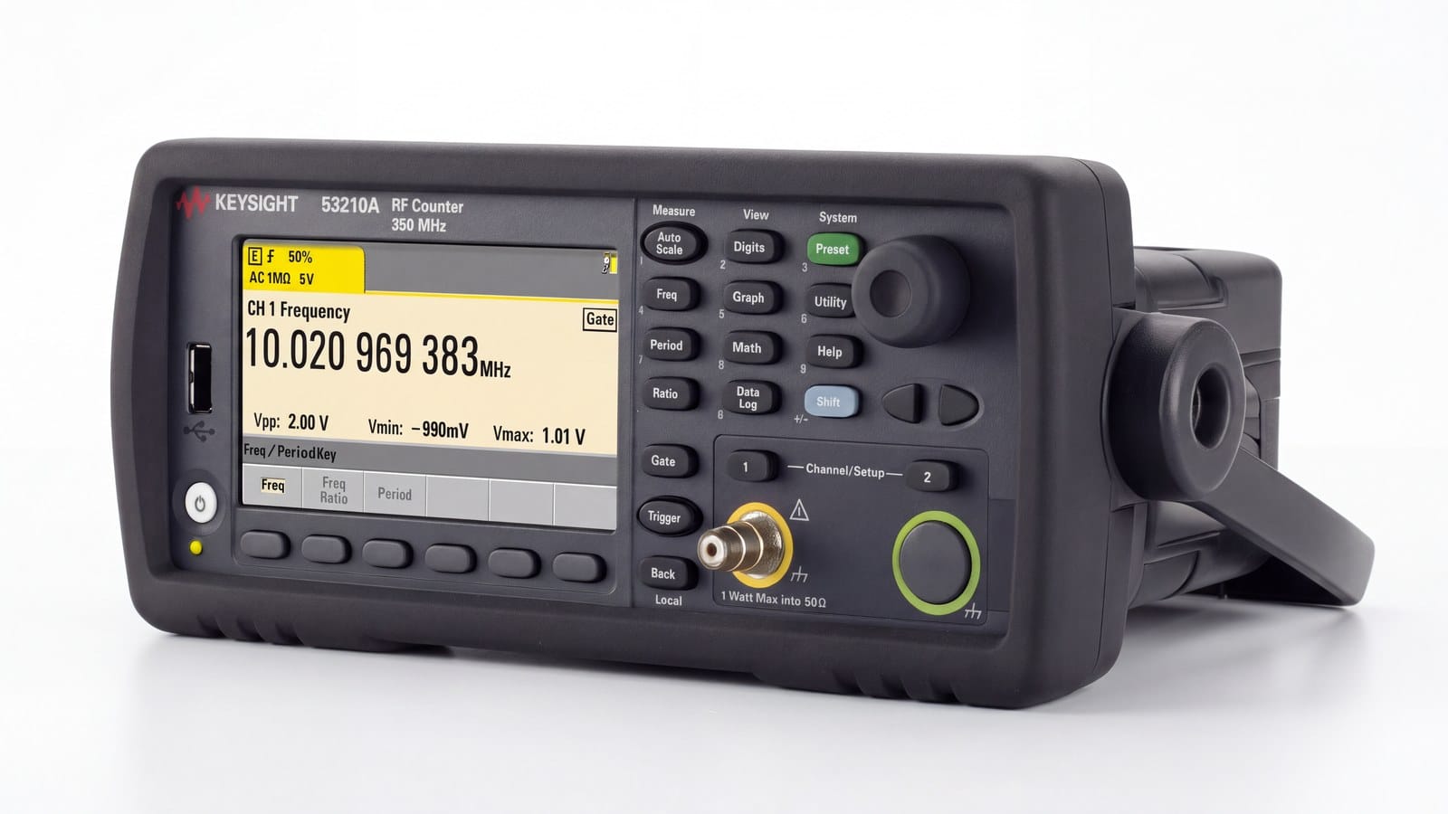 Máy Đếm Tần Keysight 53210A kiểm tra bộ dao động thạch anh trên bo mạch