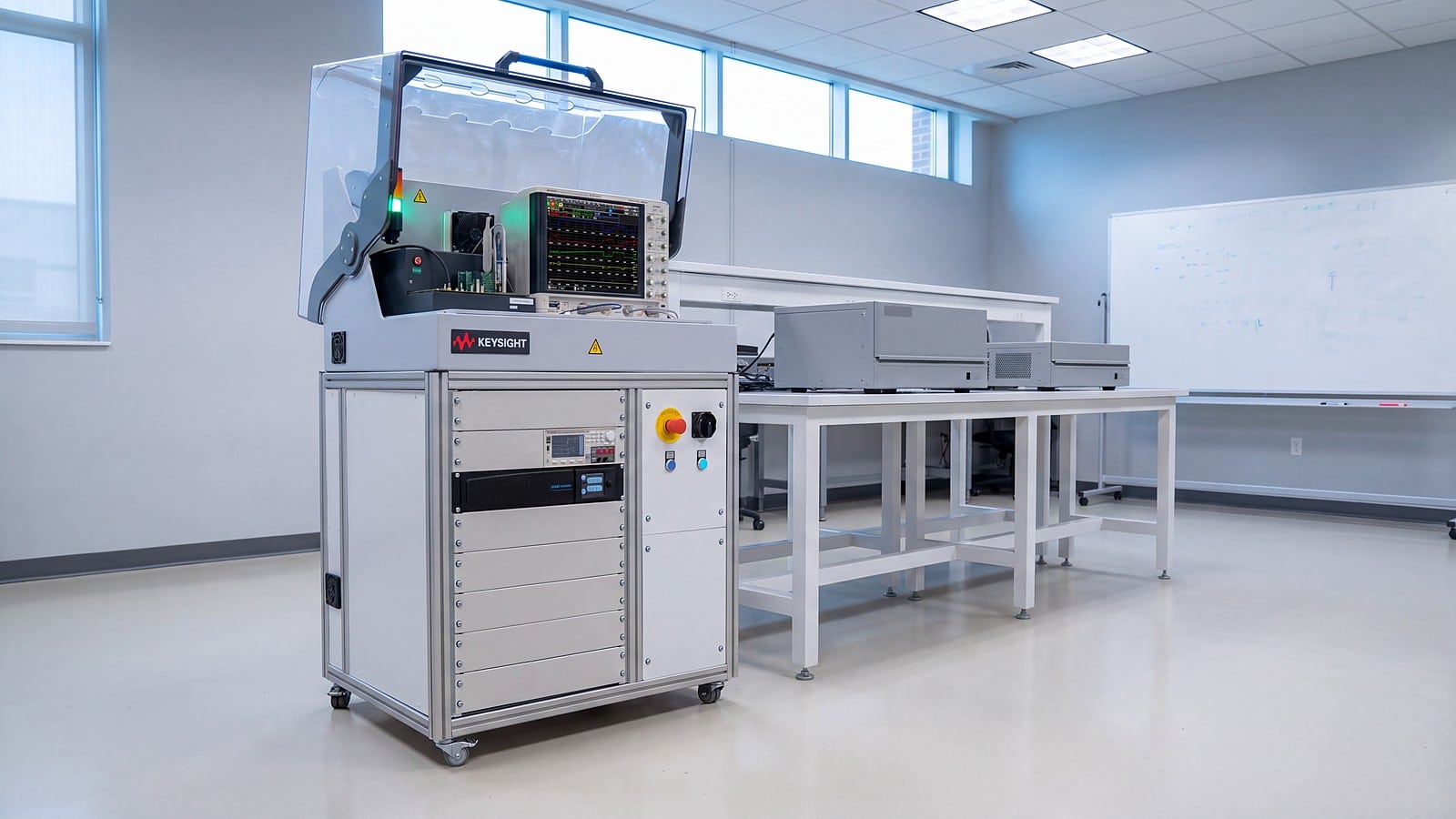 Hệ đo xung kép Keysight PD1500A đặt trong phòng thí nghiệm điện tử công suất