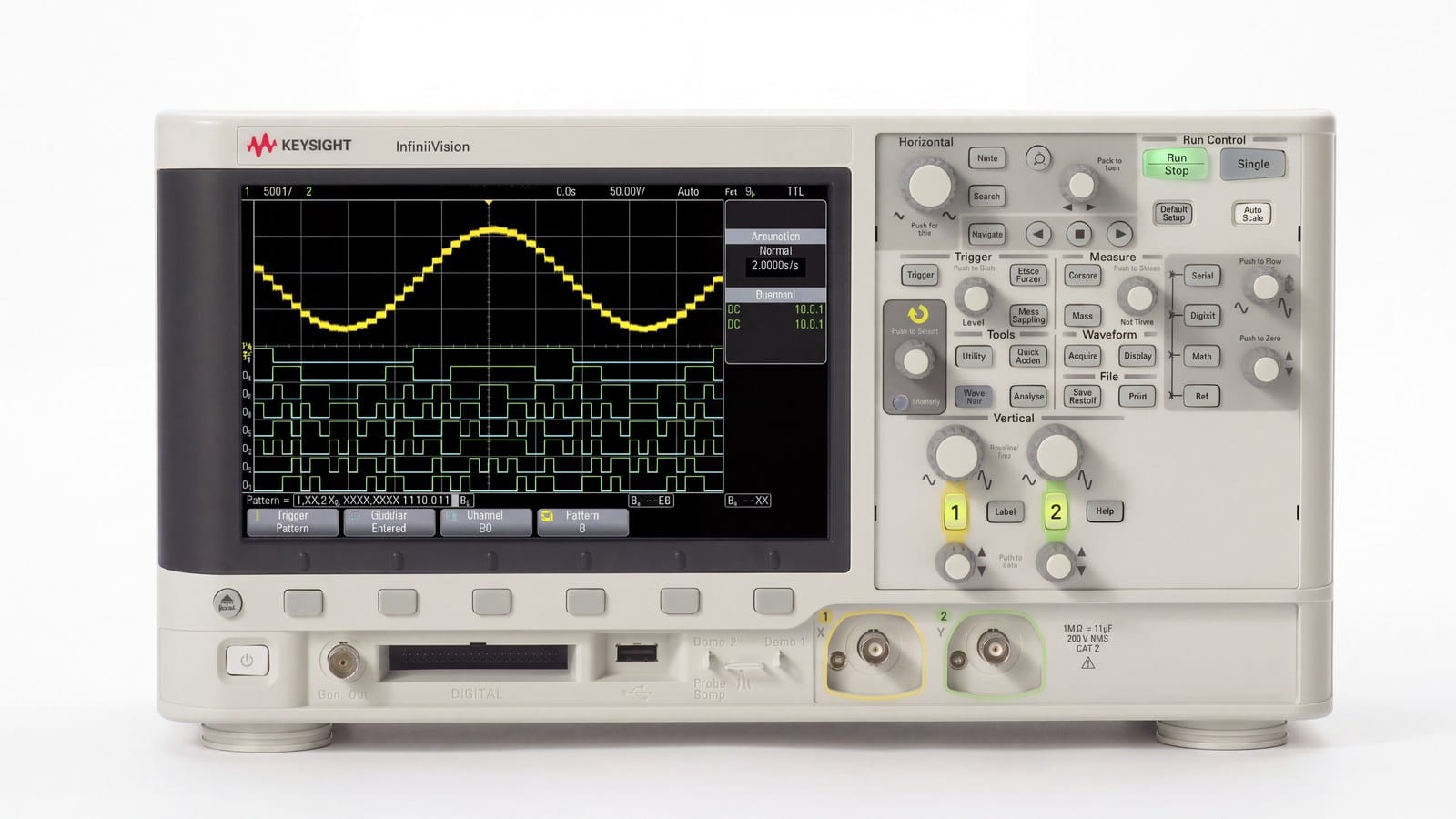 Mặt trước Keysight DSOX2022A với màn hình 8,5 inch WVGA và hai ngõ vào BNC