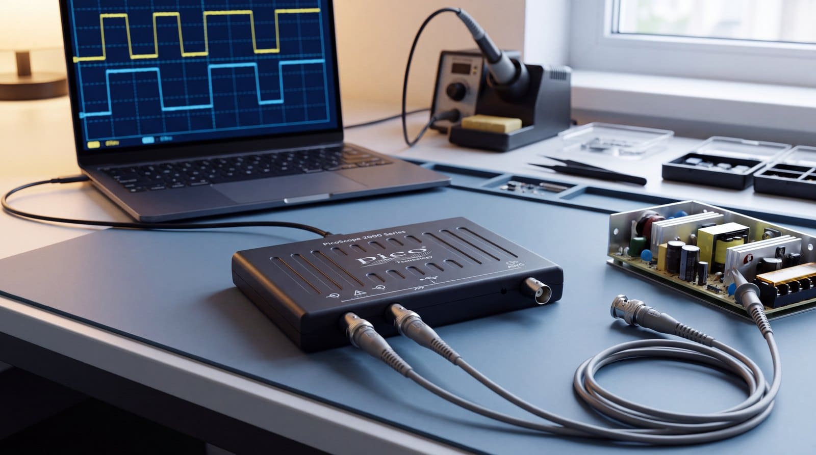 Máy hiện sóng USB PicoScope 2206B đo nguồn xung trên bàn sửa chữa điện tử