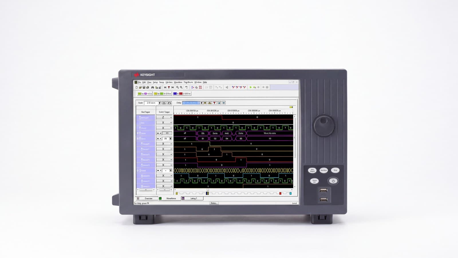 Mặt trước máy phân tích logic Keysight 16862A 68 kênh với màn hình cảm ứng 15 inch