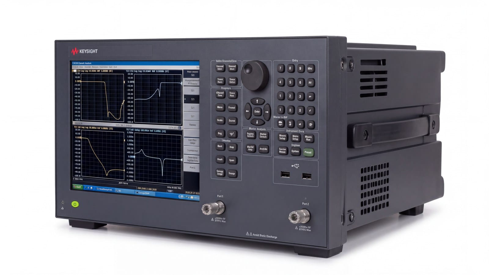 máy phân tích mạng vector Keysight E5063A chụp studio nền trắng góc 3/4