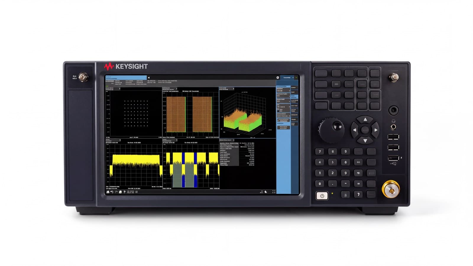 Mặt trước máy phân tích tín hiệu Keysight N9032B với màn hình cảm ứng và cổng RF