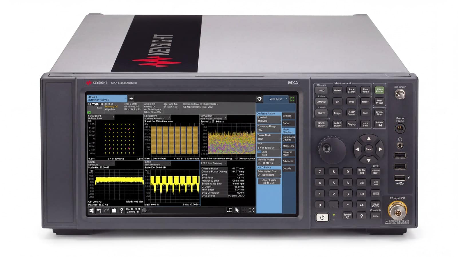 Máy phân tích phổ Keysight N9021B đo tín hiệu 5G NR sóng milimet trong phòng thí nghiệm RF