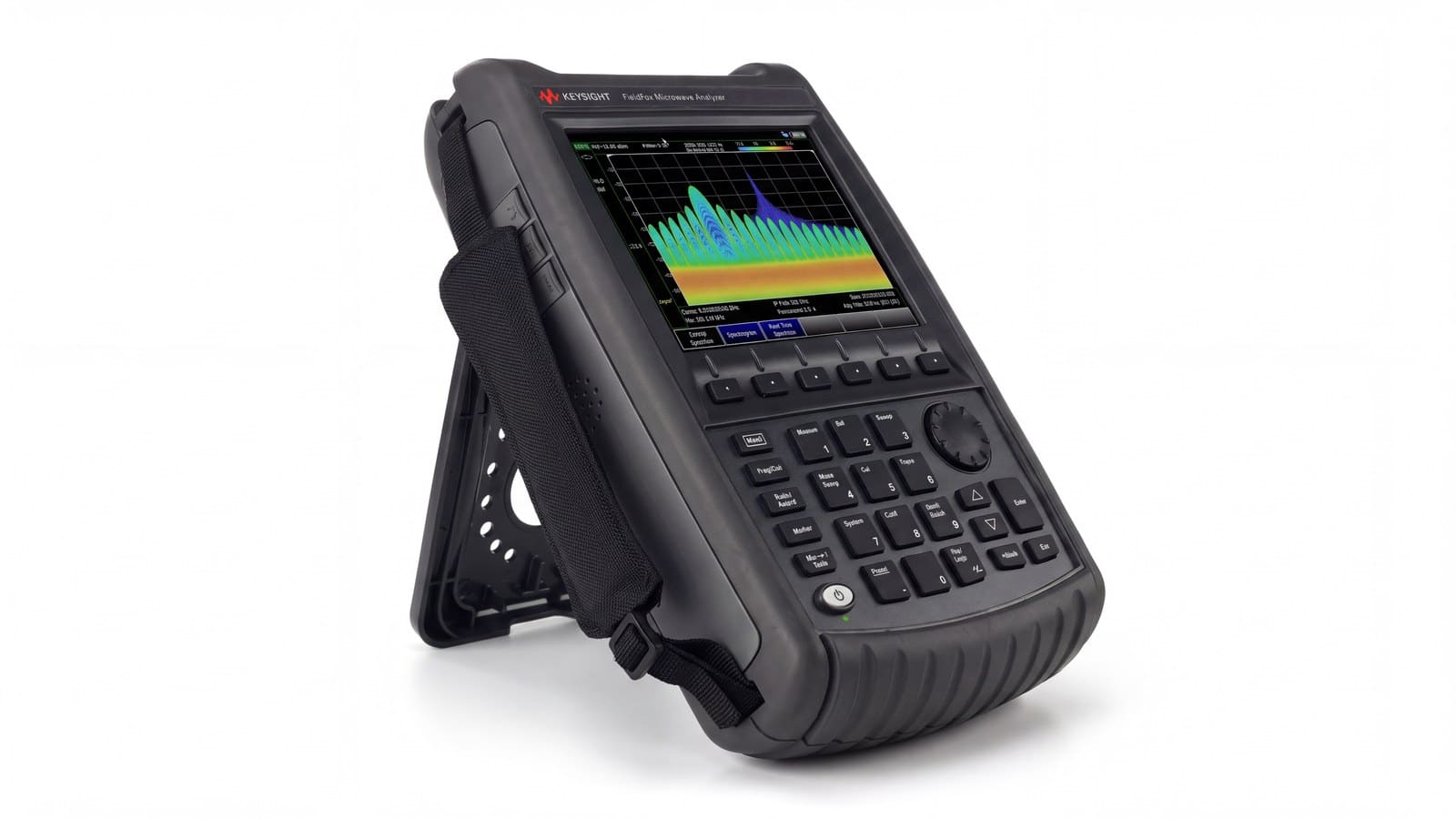máy phân tích vi sóng cầm tay FieldFox Keysight N9915B chụp studio nền trắng góc 3/4