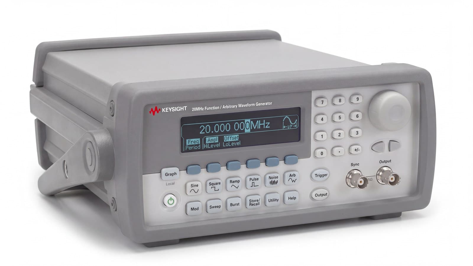 máy phát sóng hàm và sóng tùy ý Keysight 33220A chụp studio nền trắng góc 3/4