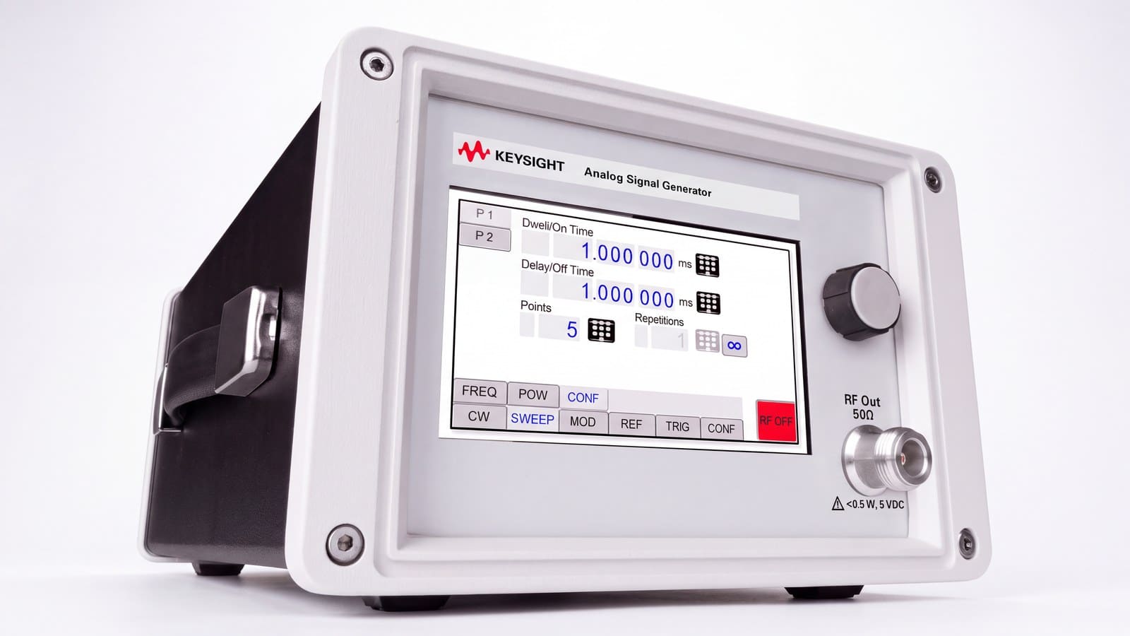 máy phát tín hiệu analog Keysight AP5001A chụp studio nền trắng góc 3/4