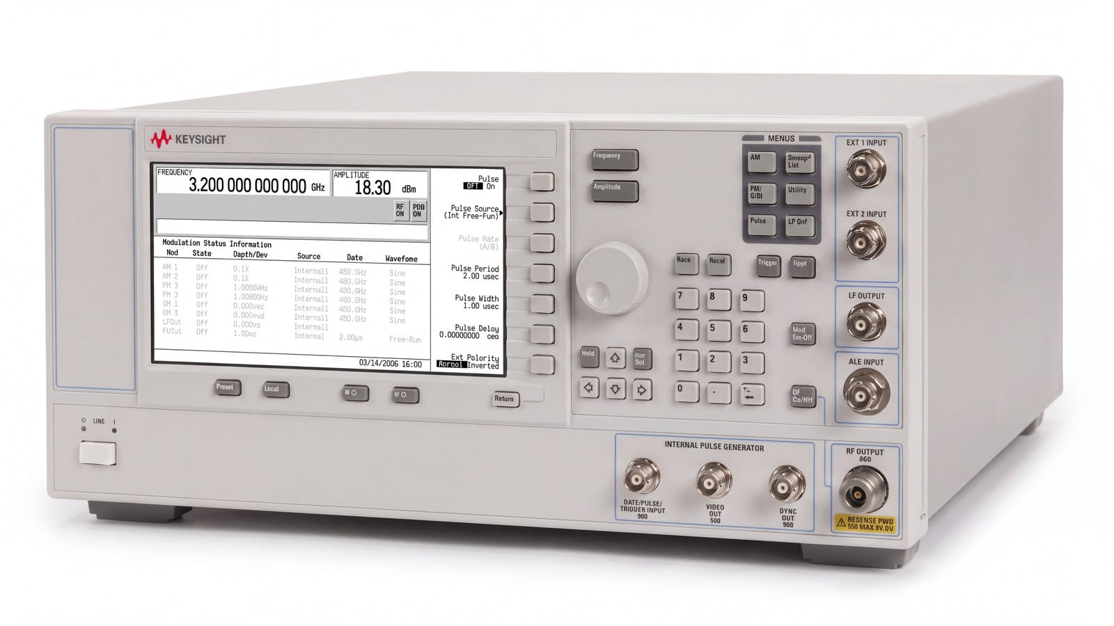Máy phát tín hiệu Keysight E4438C phát dạng sóng ARB điều chế I/Q vào máy thu cần thử