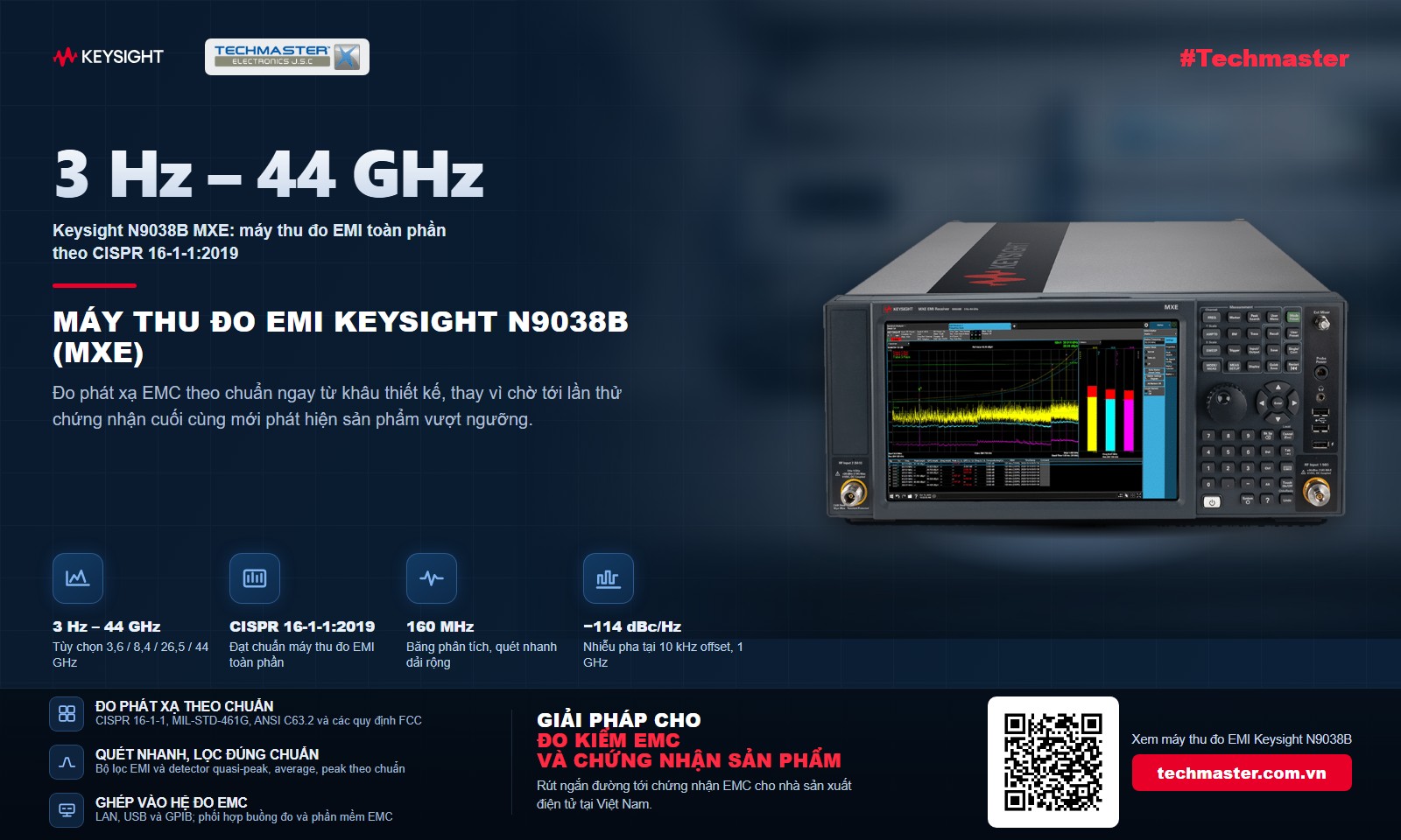 Máy thu đo EMI Keysight N9038B (MXE) đo phát xạ EMC tuân thủ CISPR 16-1-1