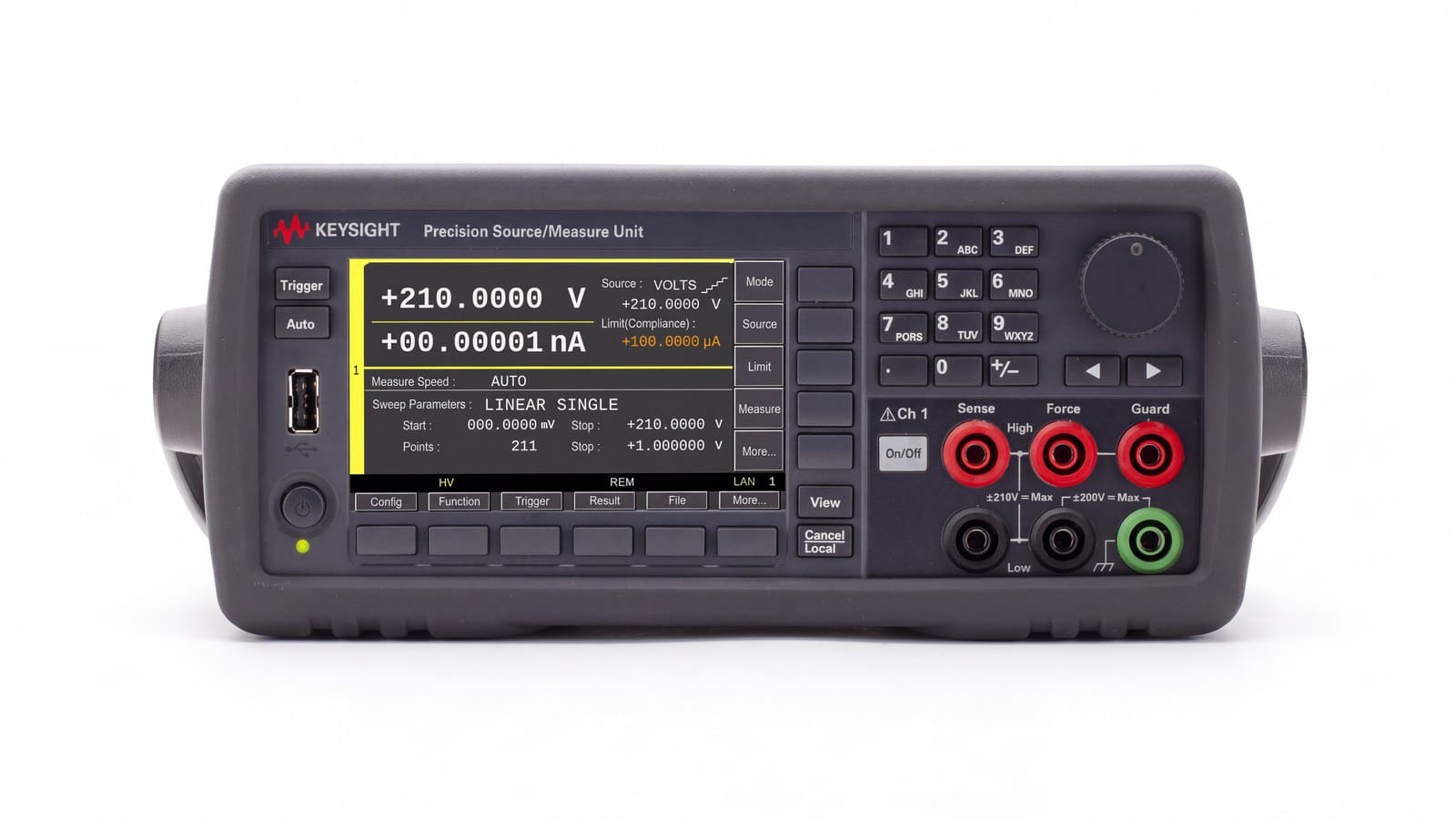 Mặt trước Keysight B2901C với màn hình màu 4,3 inch chụp thẳng