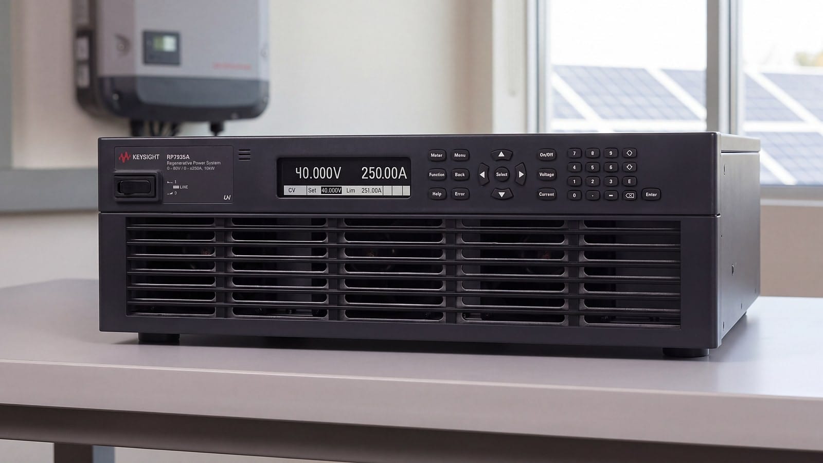 Hệ nguồn tái sinh Keysight RP7935A trong phòng thử nghiệm biến tần điện mặt trời