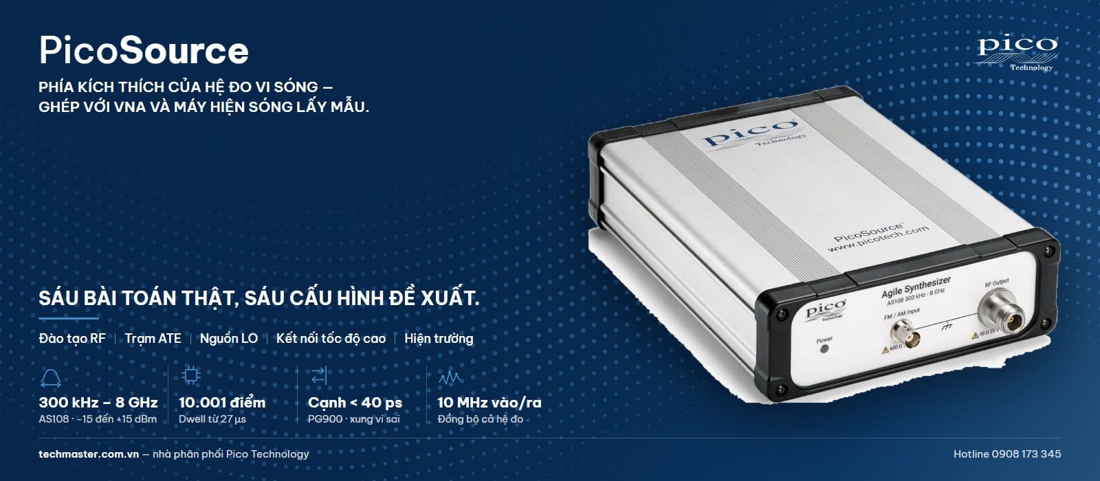 Hệ đo vi sóng với PicoSource AS108 và bộ phát xung PG900