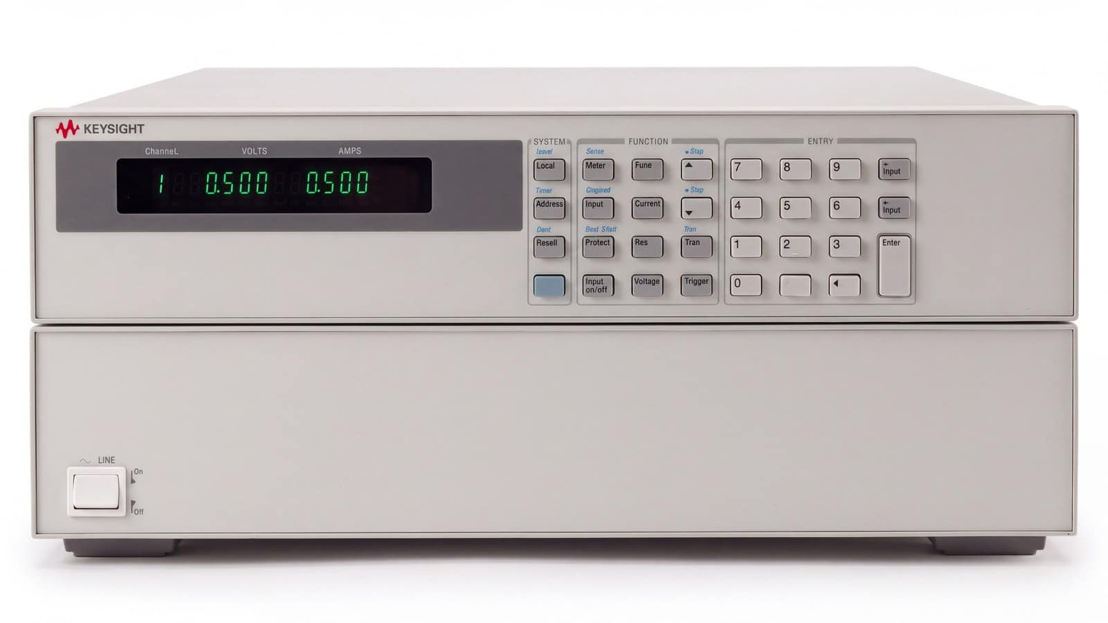 Mặt trước mô-đun Keysight N3303A 240 V 10 A lắp trong khung tải điện tử