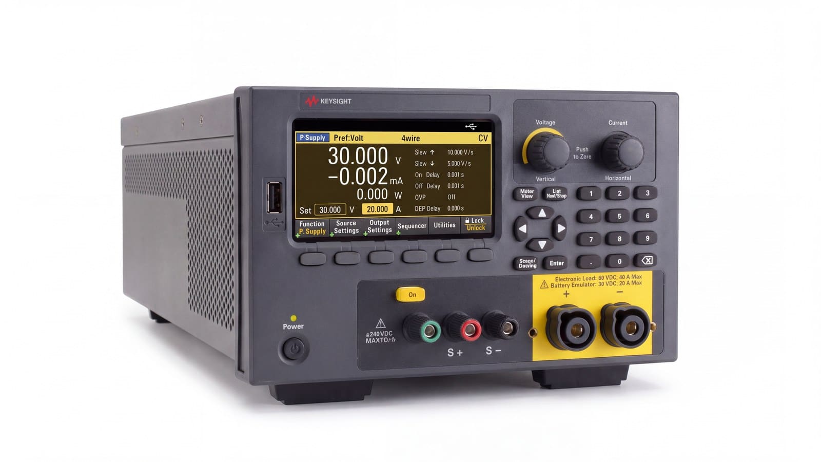 thiết bị thử nghiệm pin Keysight E36731A chụp studio nền trắng góc 3/4