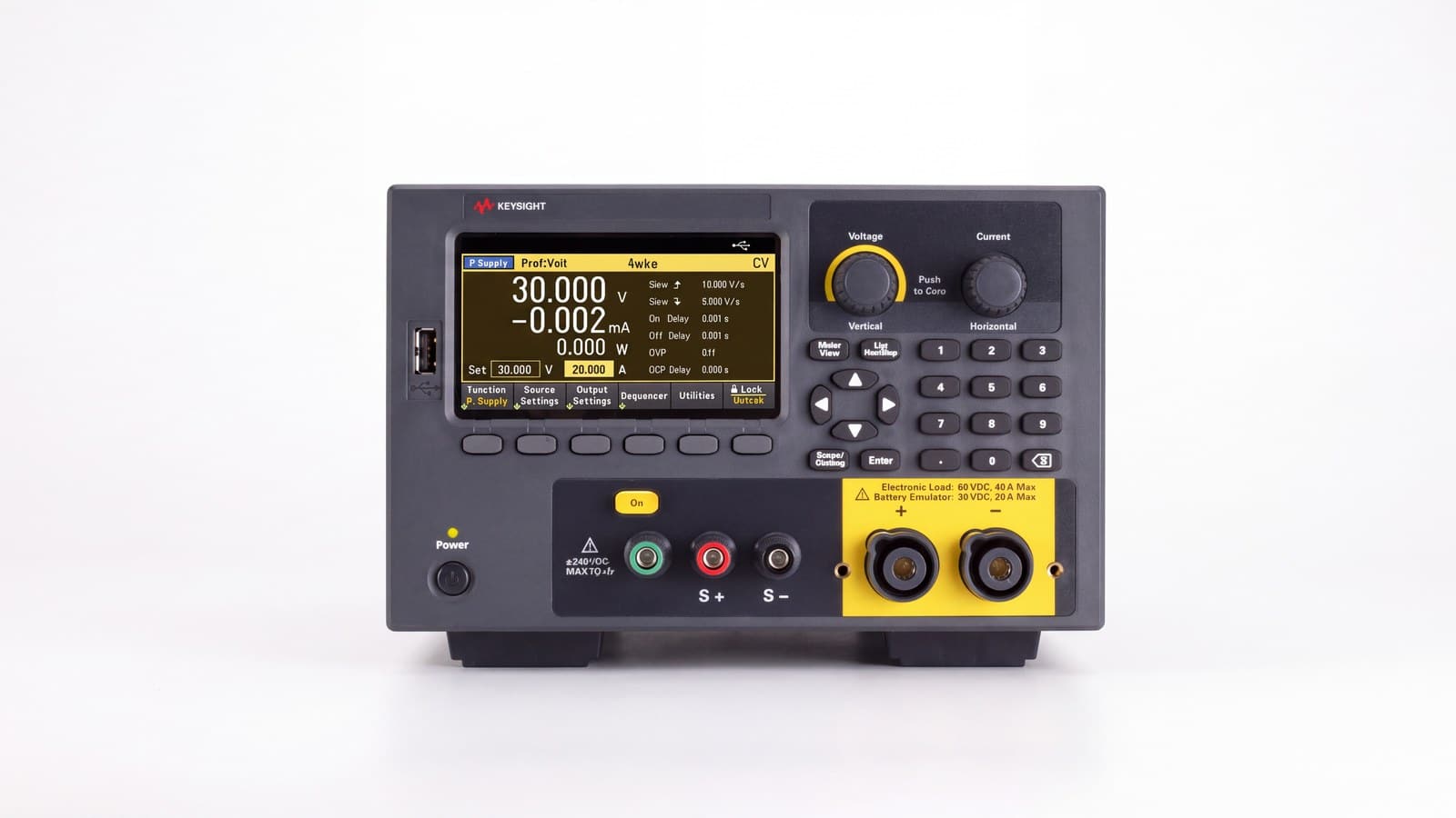 Keysight E36731A thông số nguồn 30 V 20 A và tải 60 V 40 A trên bàn thử pin