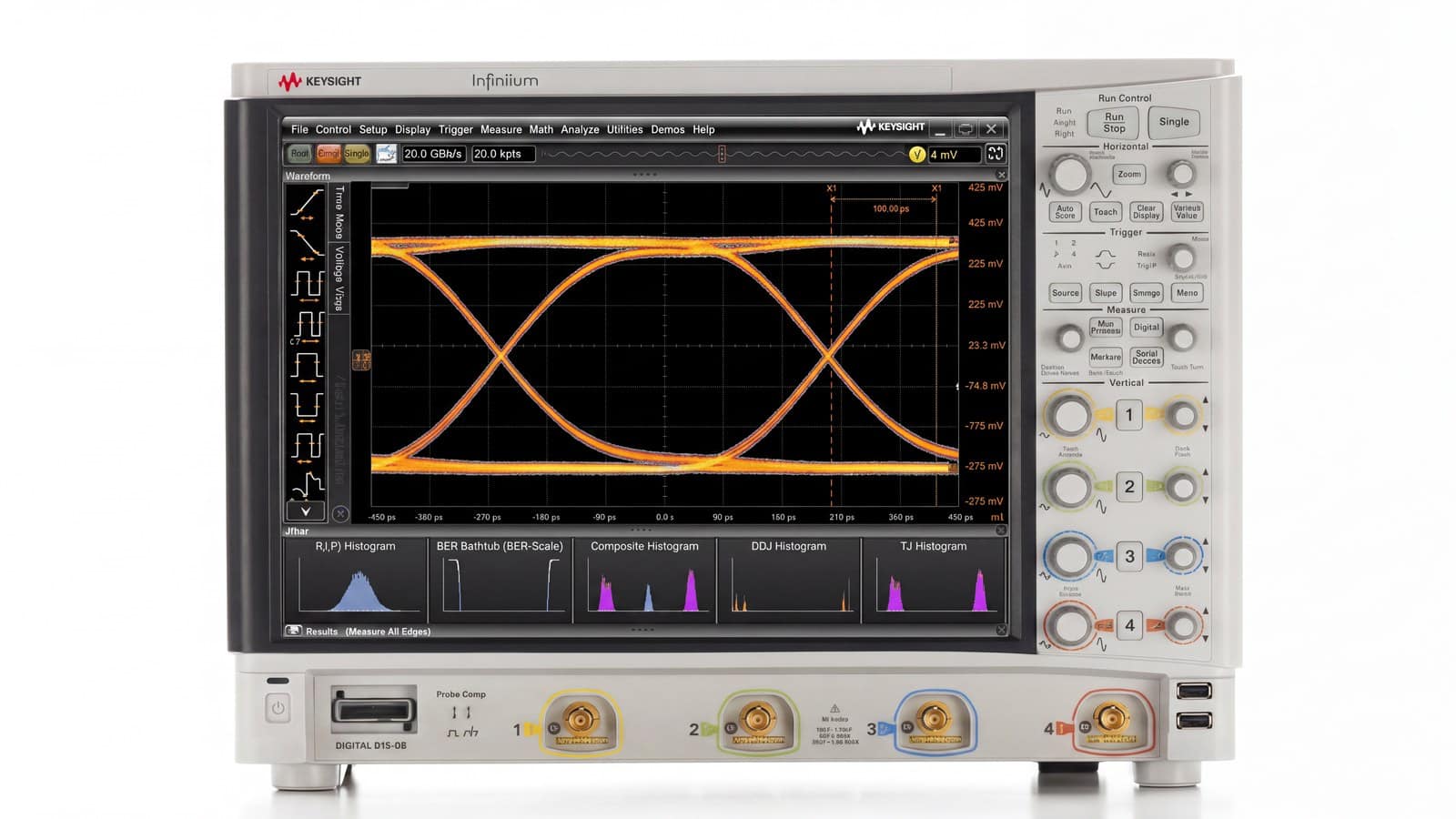 thời gian lên và băng thông — giản đồ mắt trên Keysight DSOS254A