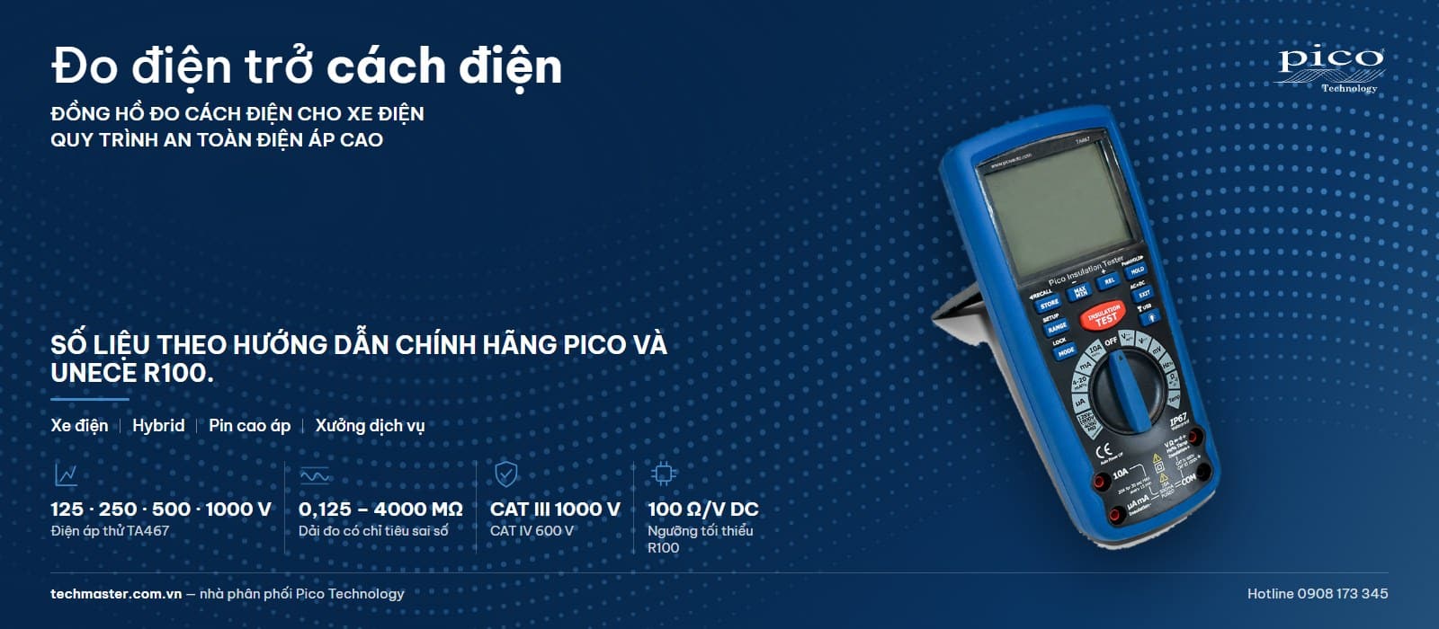 Đồng hồ đo cách điện Pico TA467 đo điện trở cách điện xe điện