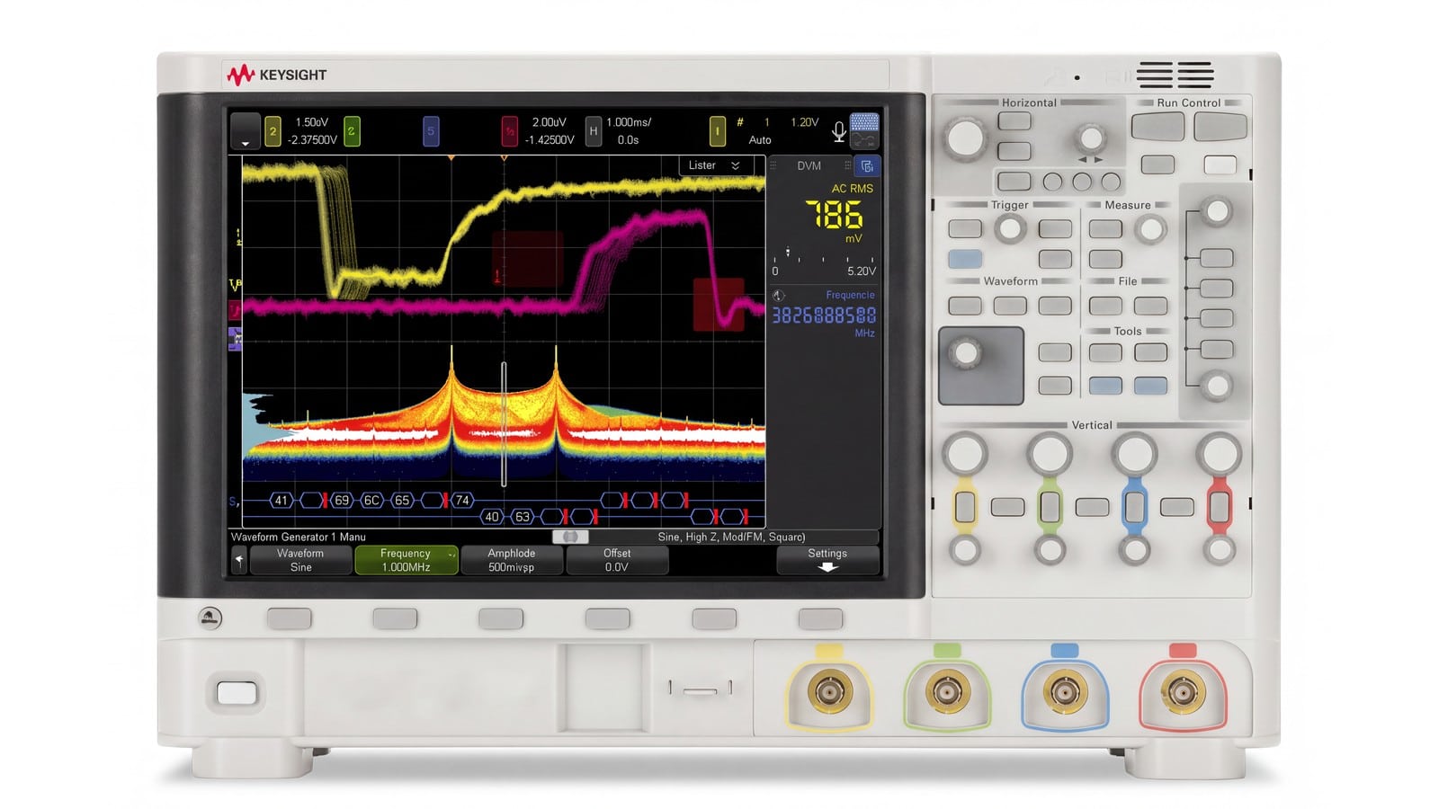 Keysight MSOX6004A: 1 GHz tới 6 GHz, 4 kênh analog + 16 kênh số, 20 GSa/s, gói avionics D6000AERB.