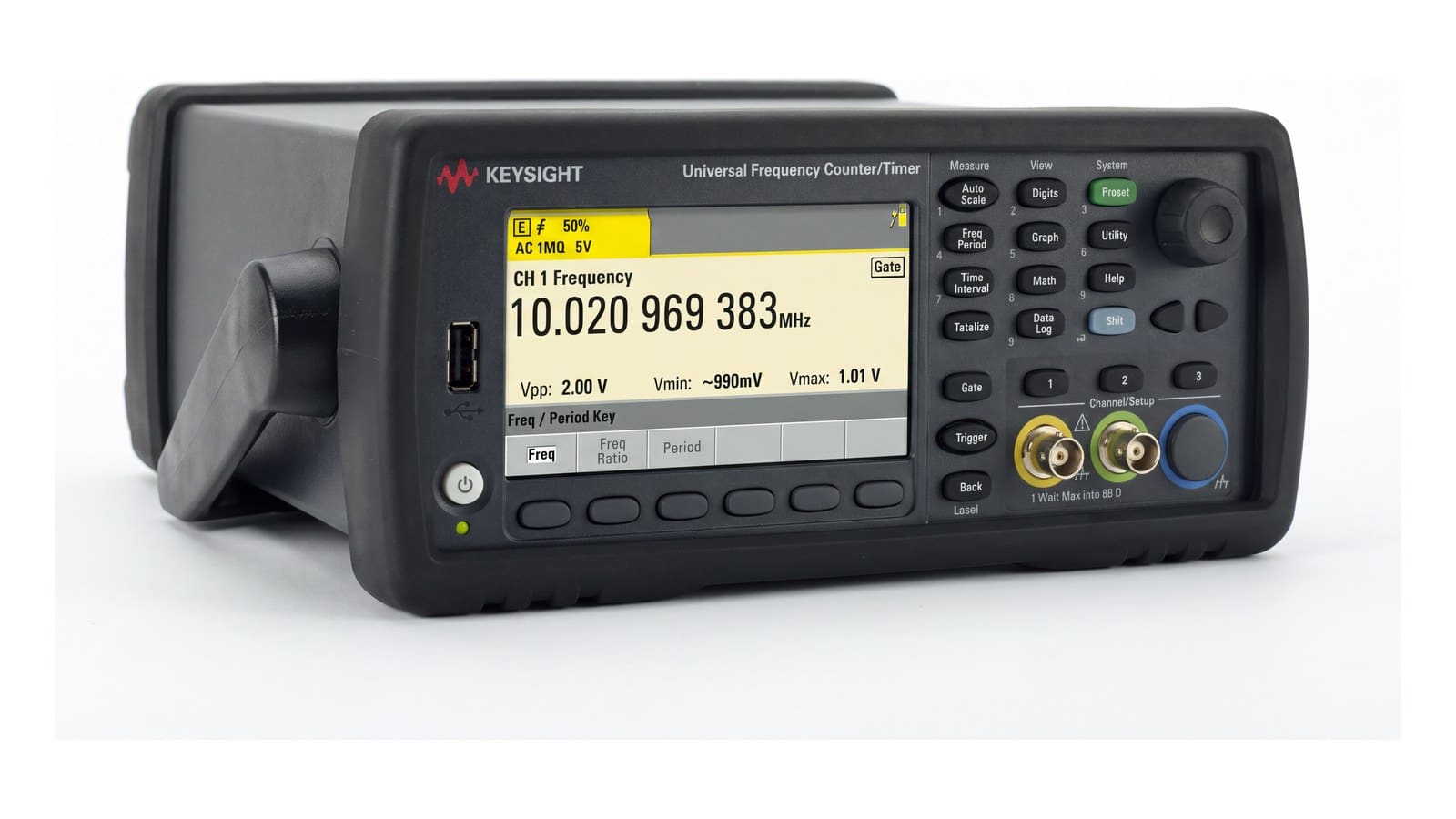 máy đếm tần Keysight 53220A – model kế nhiệm của Keysight 53181A - ảnh studio nền trắng, góc 3/4