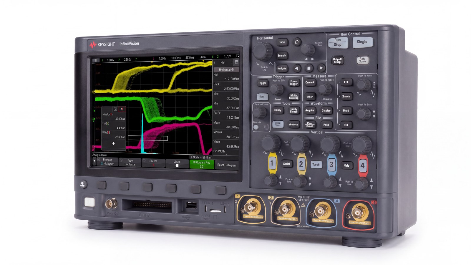 máy hiện sóng Keysight dòng 3000G X-Series (ảnh minh họa bản 4 kênh; Keysight DSOX3012G là bản 2 kênh) chụp studio nền trắng góc 3/4
