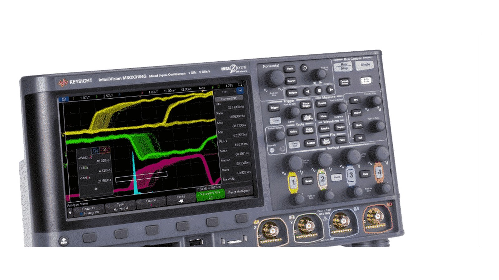 máy hiện sóng dòng InfiniiVision 3000G X-Series (cùng dòng Keysight DSOX3022G; máy trong ảnh là bản 4 kênh) - ảnh thật trên nền trắng