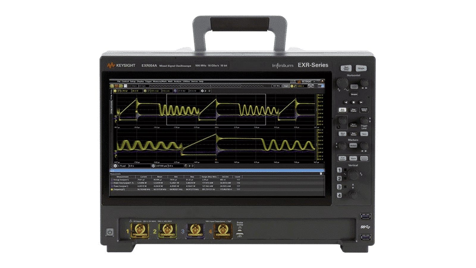 Mặt trước máy hiện sóng Keysight EXR054A với màn hình cảm ứng 15,6 inch