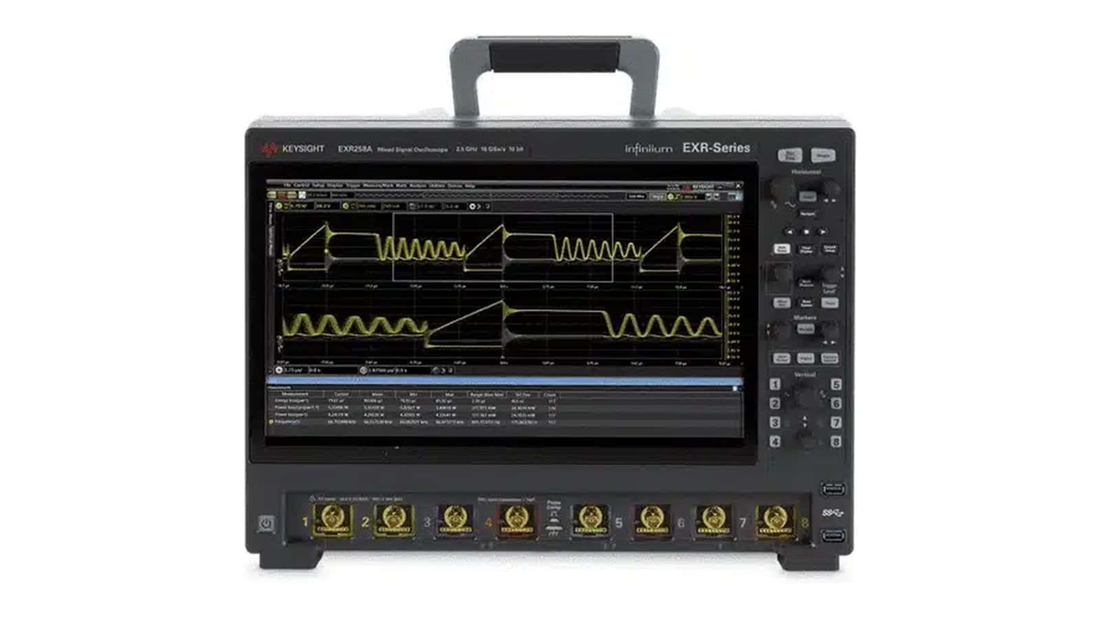 Mặt trước máy hiện sóng Keysight EXR258A với màn hình cảm ứng 15,6 inch