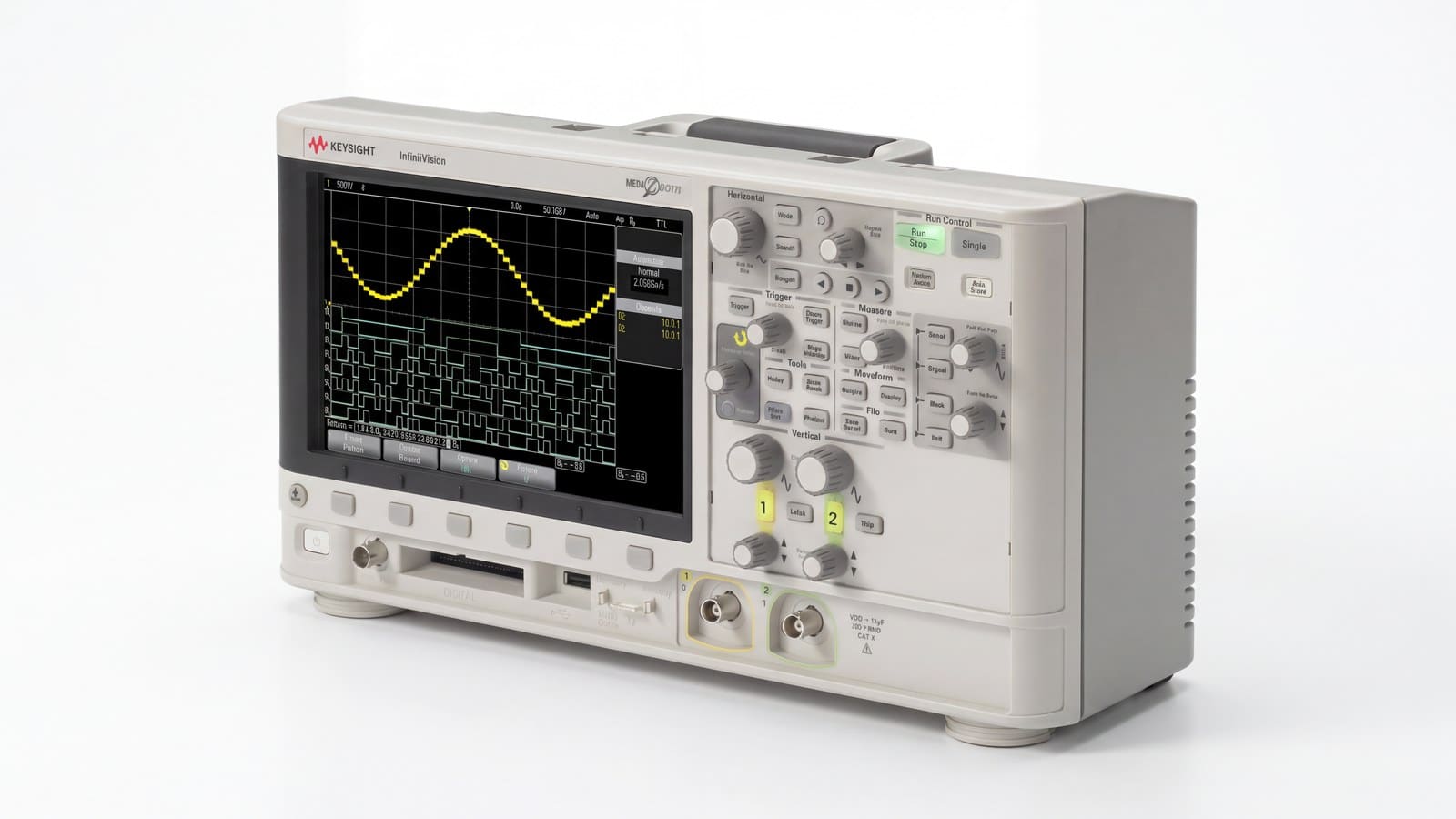 máy hiện sóng tín hiệu hỗn hợp Keysight MSOX2022A chụp studio nền trắng góc 3/4