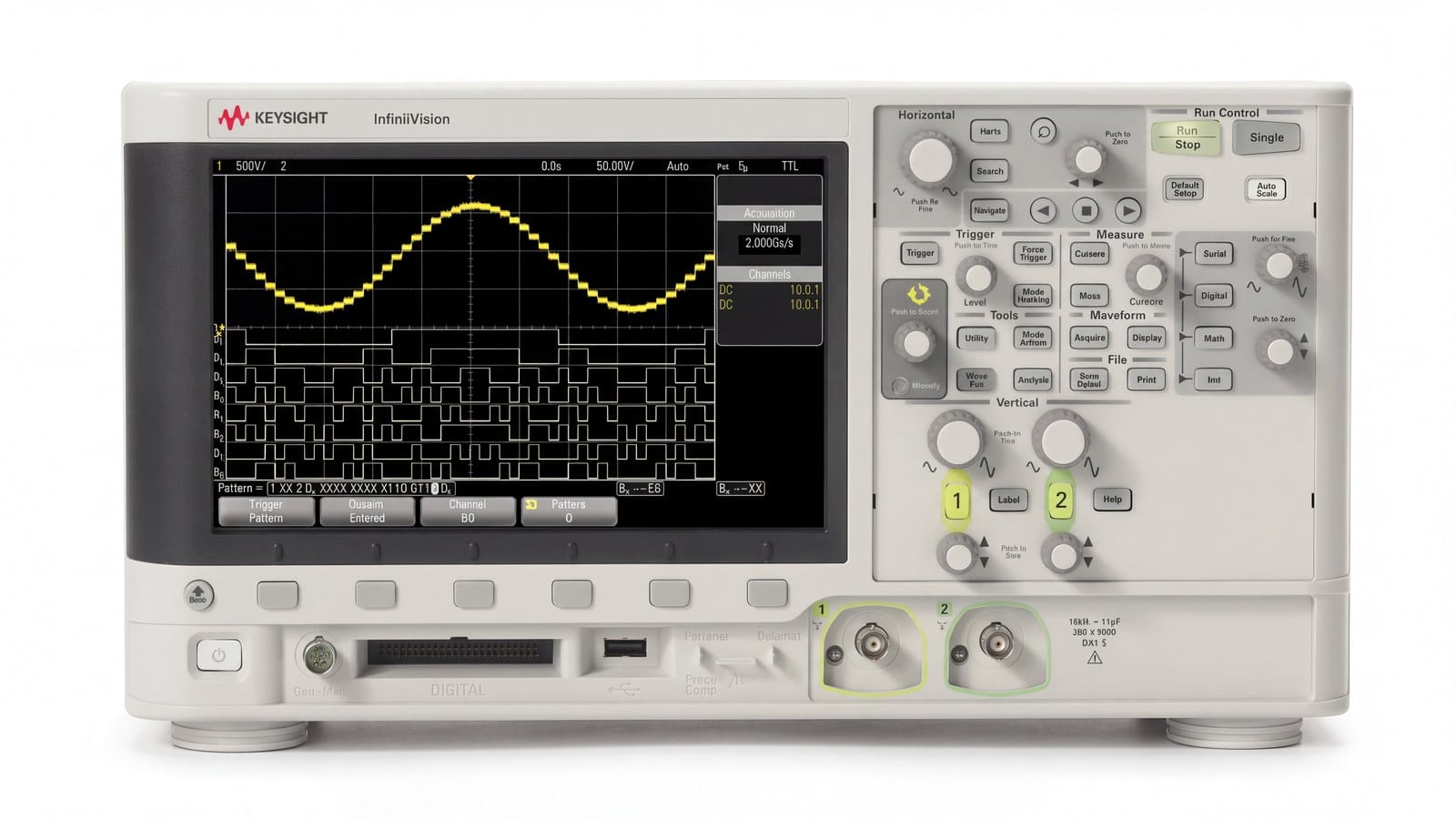 Mặt trước máy hiện sóng Keysight MSOX2022A với màn hình WVGA 8,5 inch