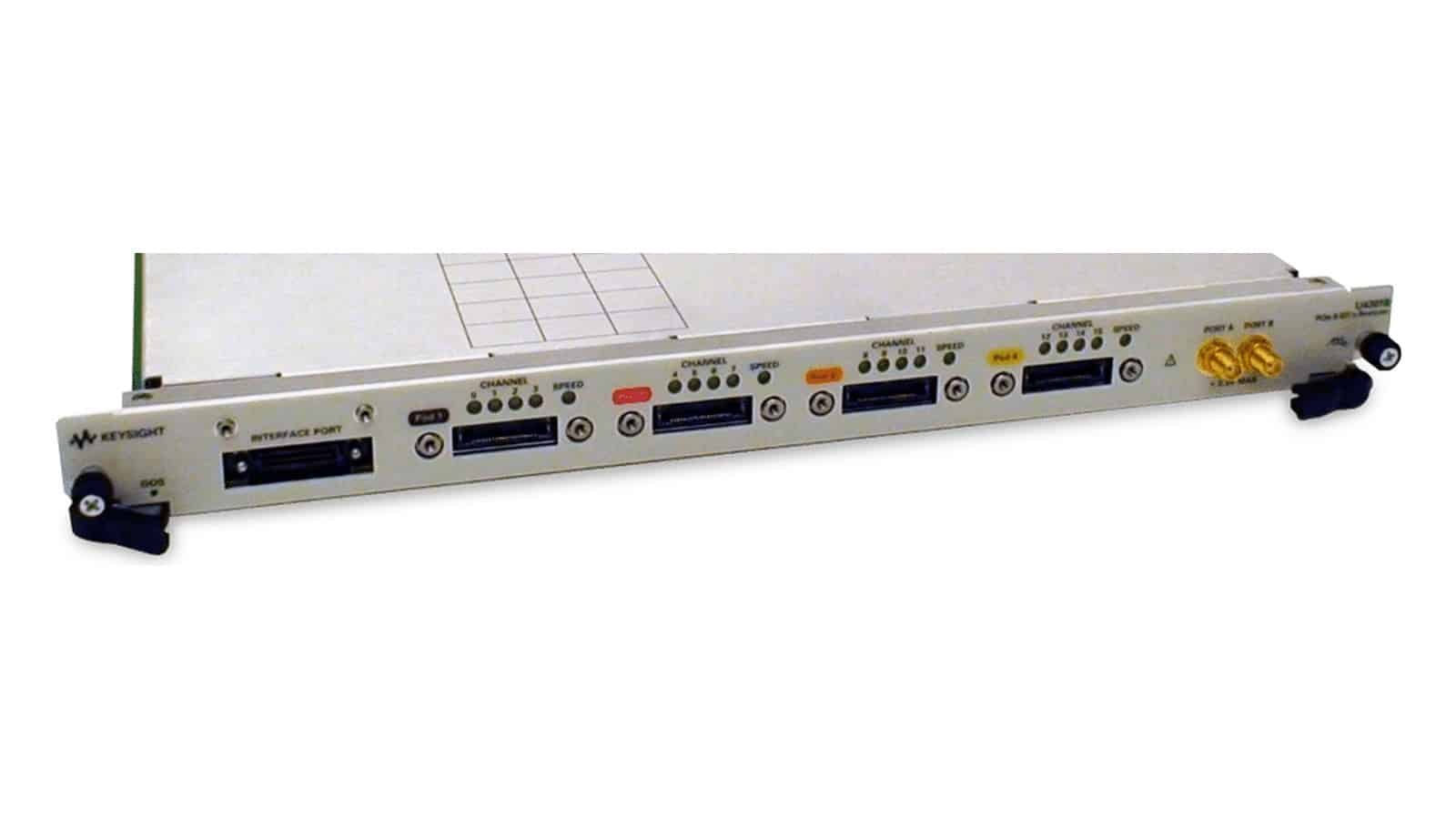 Mặt trước module Keysight U4301B với đèn LED trạng thái làn và tốc độ