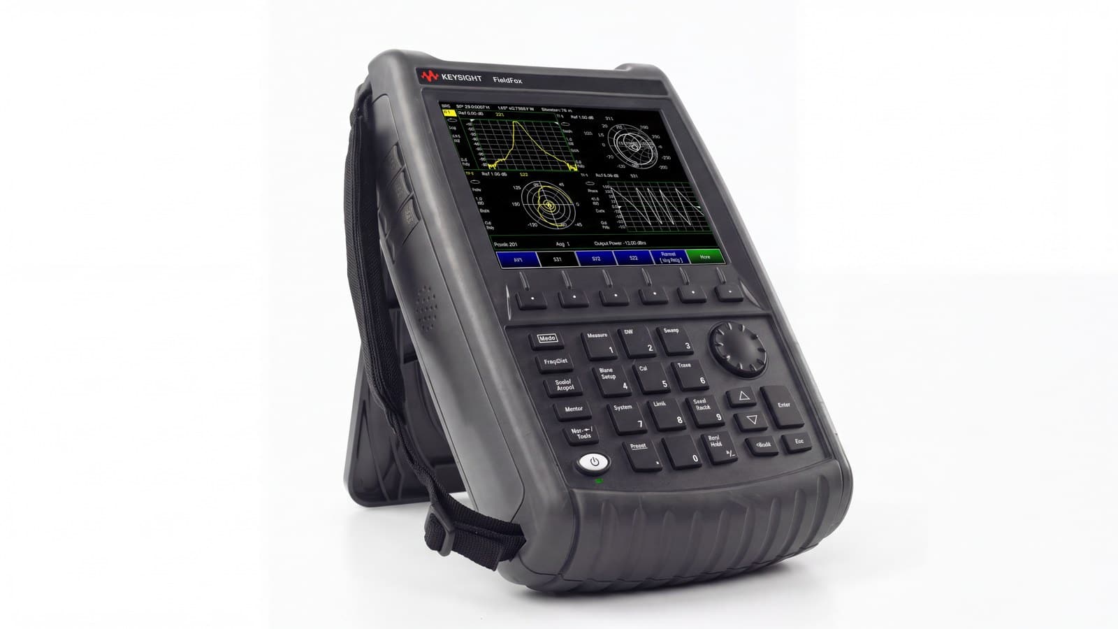 máy phân tích mạng vector cầm tay FieldFox Keysight N9927A chụp studio nền trắng góc 3/4